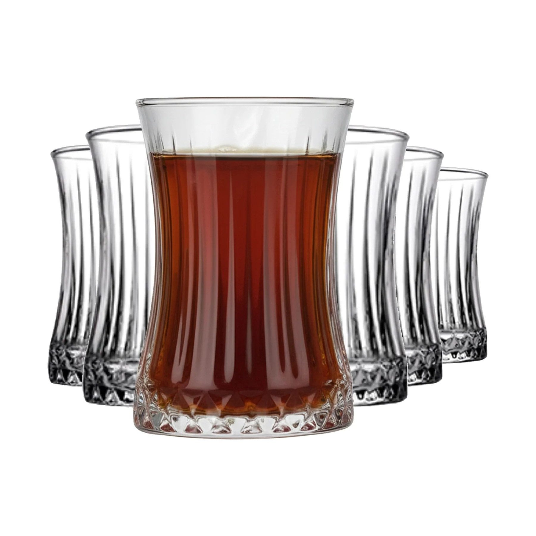 Pasabahce Gläser-Set Elysia Teegläser-Set, 6-tlg., Glas, 6er Set, 170 ml, optisches Design mit verstärktem Boden