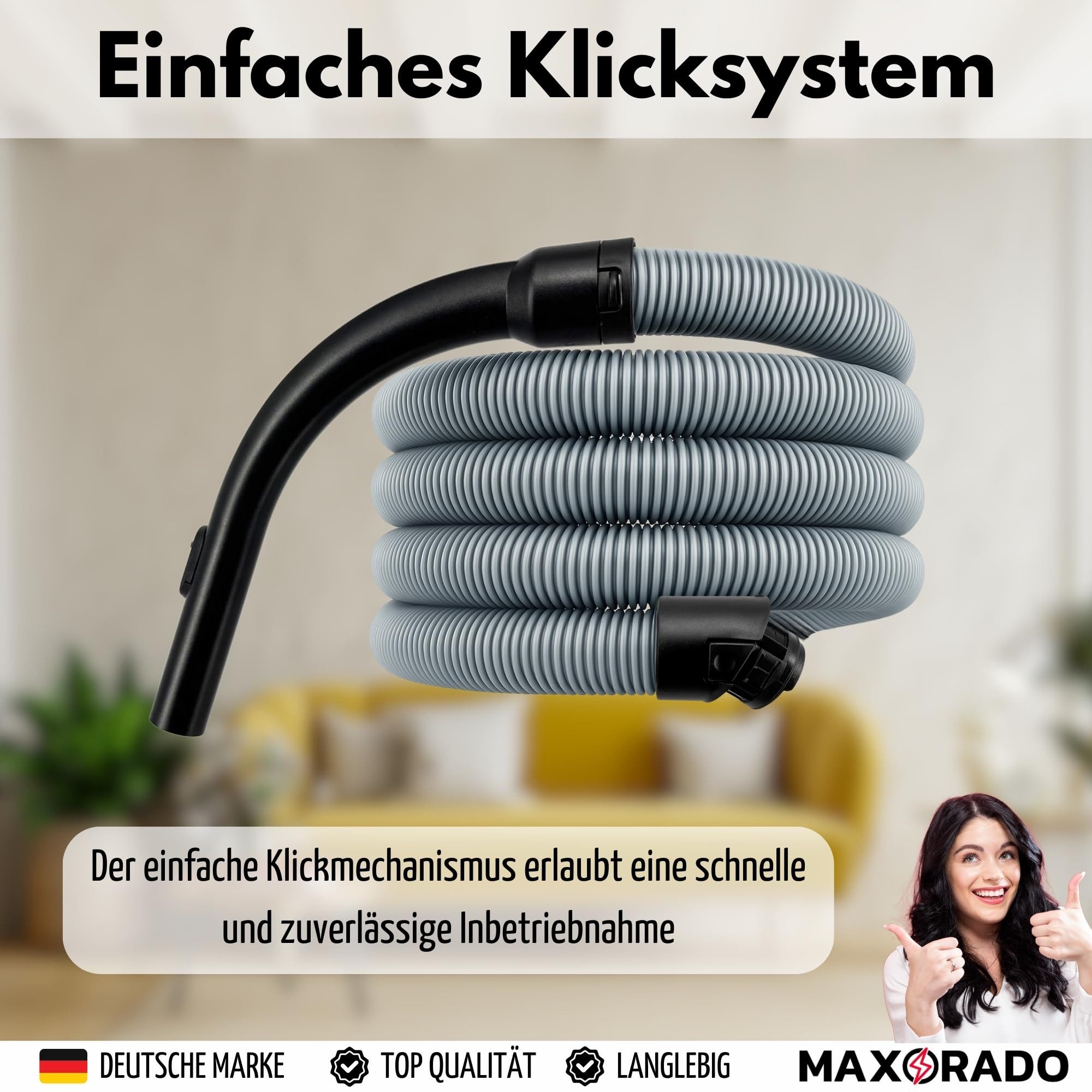 Maxorado Staubsaugerschlauch Staubsauger Handgriff + Schlauch für Miele C2 C3 S8 S8340 S8360 S8370, Zubehör für Compact C2, Complete C3, S8790, S8730, S8710, S8520, S8510, S8370, S8340, Compact C2, Complete C3, S8790, S8730, S8710