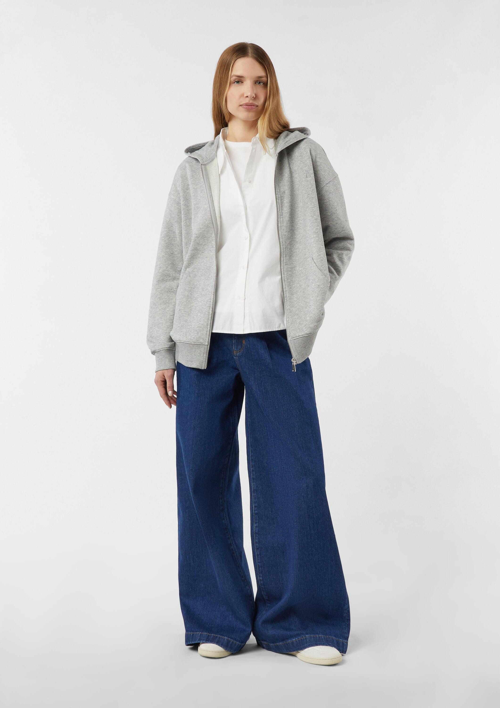 comma Sweatjacke Sweatshirt Oversized Sweatjacke mit Kapuze