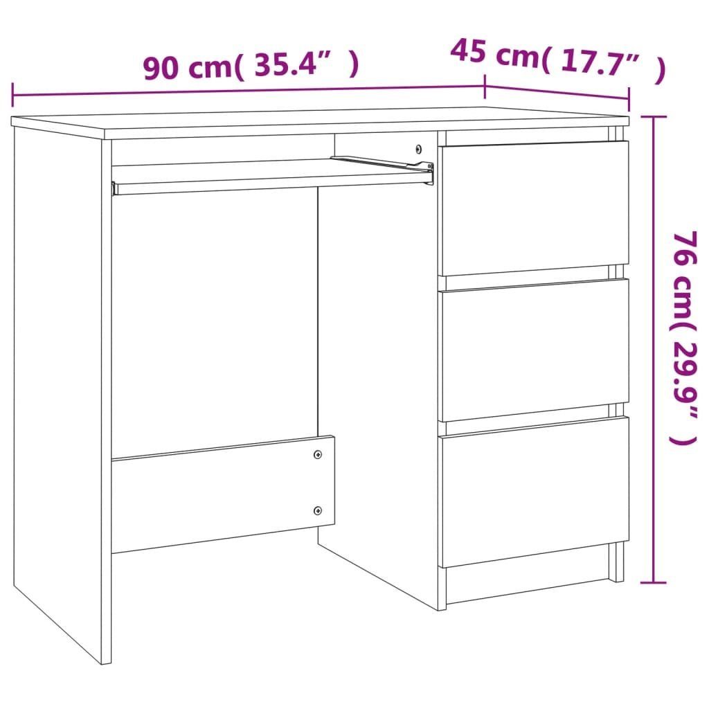 furnicato Schreibtisch Braun Eichen-Optik cm 90x45x76 Holzwerkstoff