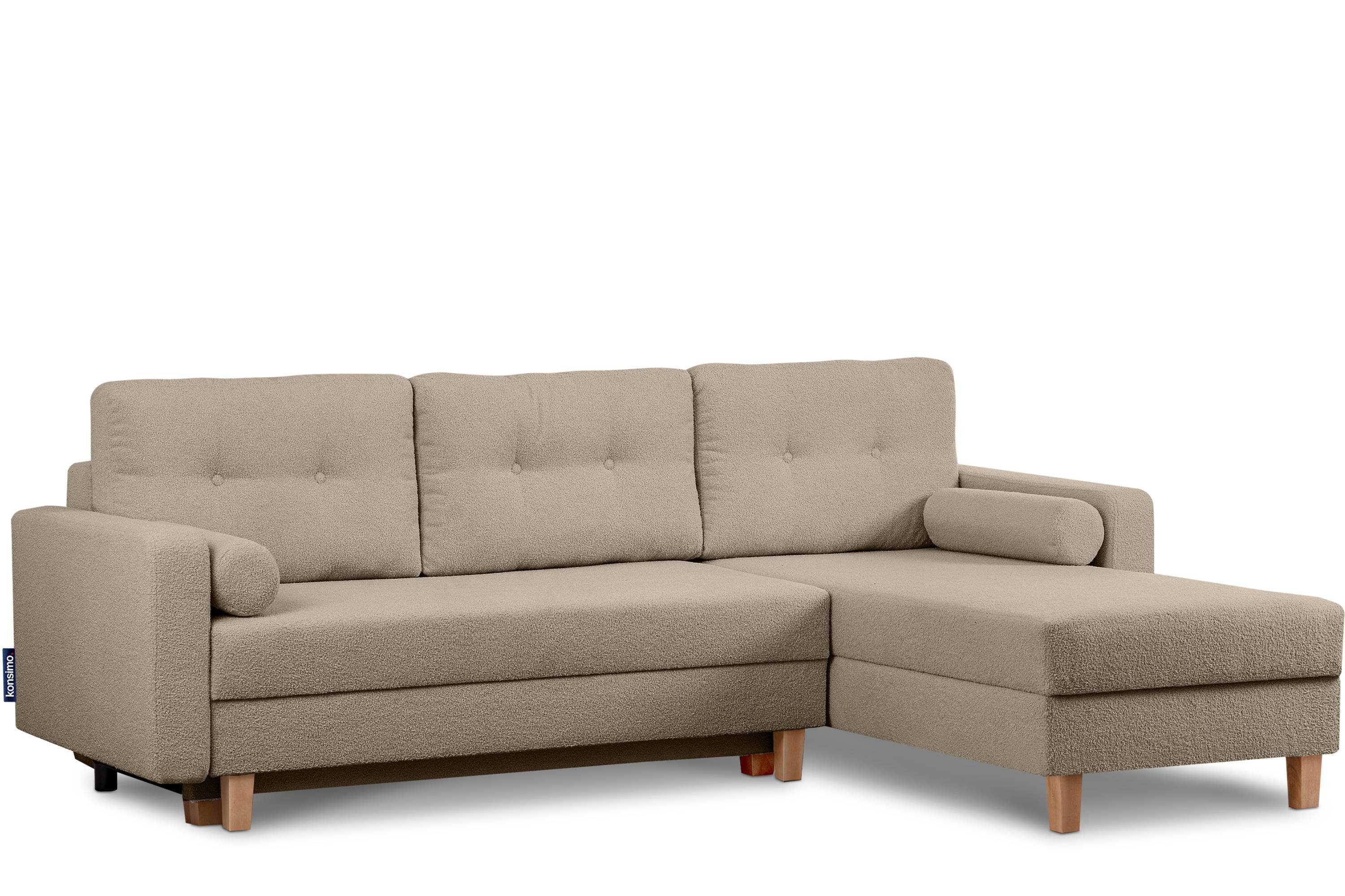 KONSIMO® Ecksofa ERISO Universalecke mit Ottomane, ausziehbare Liegfläche 212x140 cm