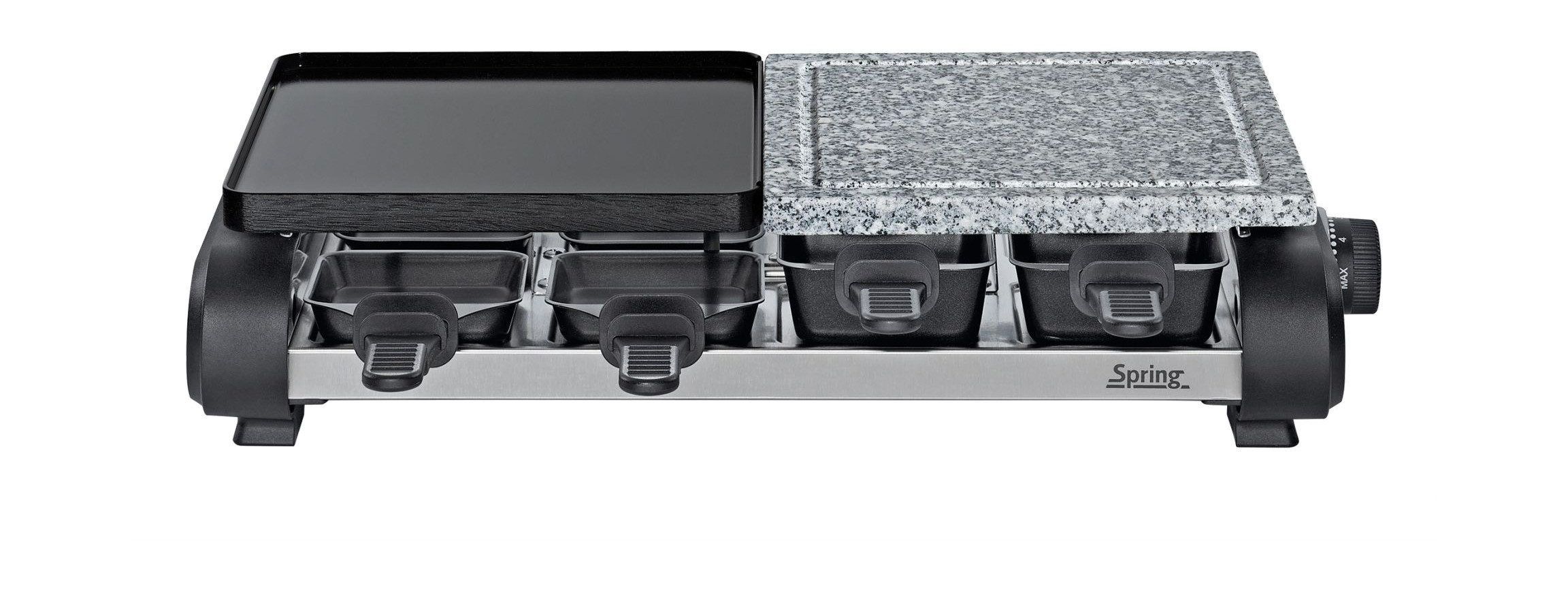 Spring Geschirr-Set Raclette für 8 47x22 cm Basic schwarz, Aluminium, Edelstahl, Kunststoff, Marmor