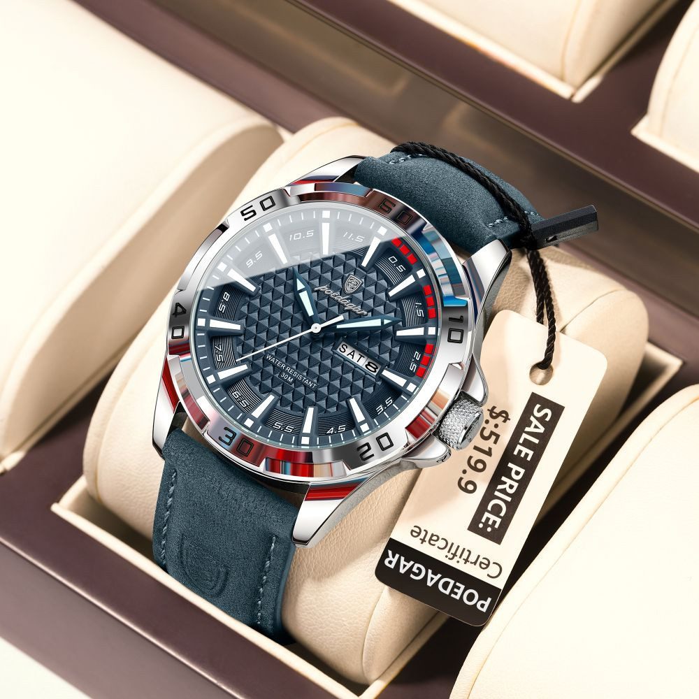 POEDAGAR Quarzuhr Poedagar 895 Herrenuhr – Stilvoll und sportlich, Lederarmband 6 Farben