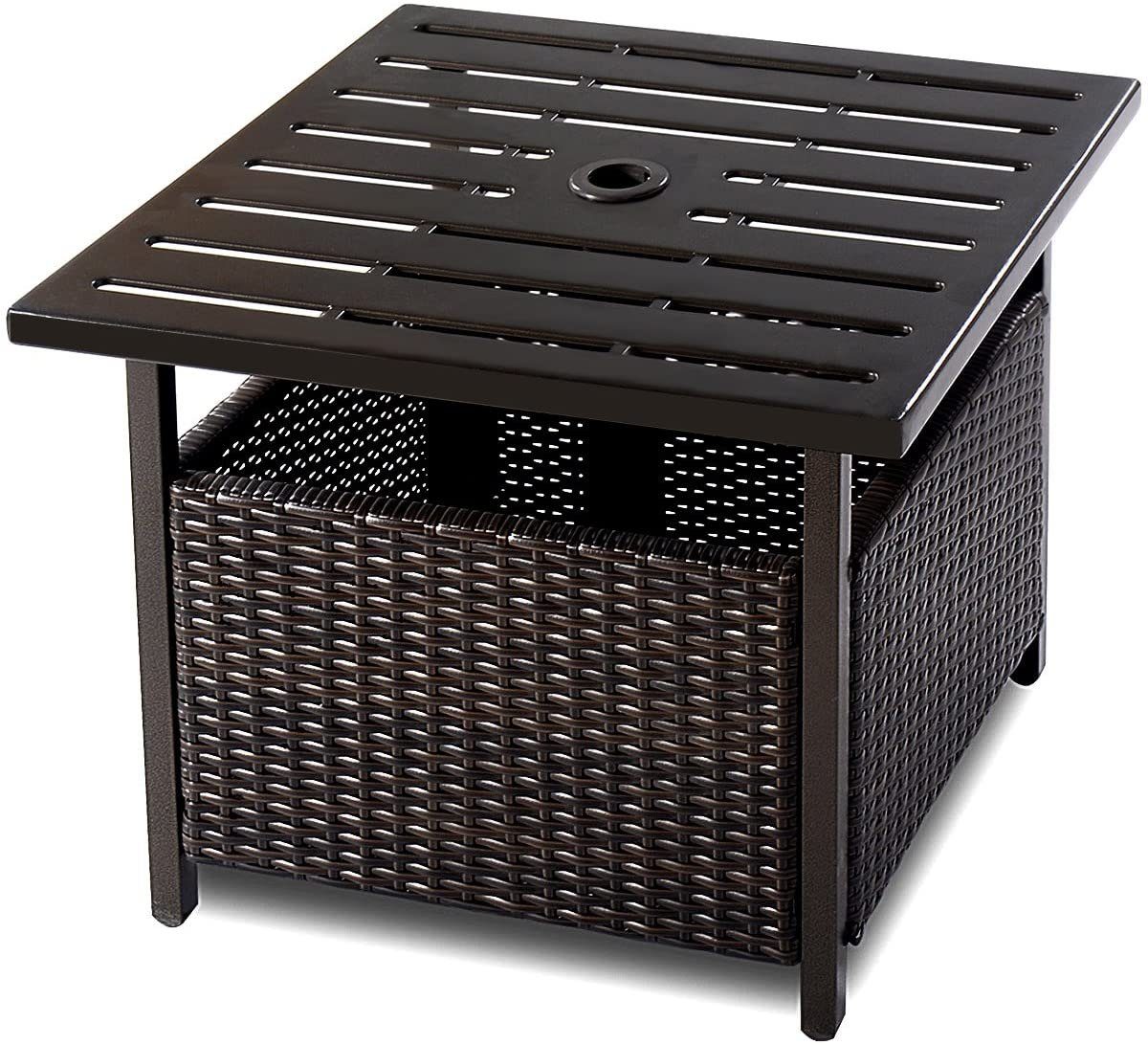 COSTWAY Beistelltisch »Gartentisch Rattantisch Kaffeetisch
