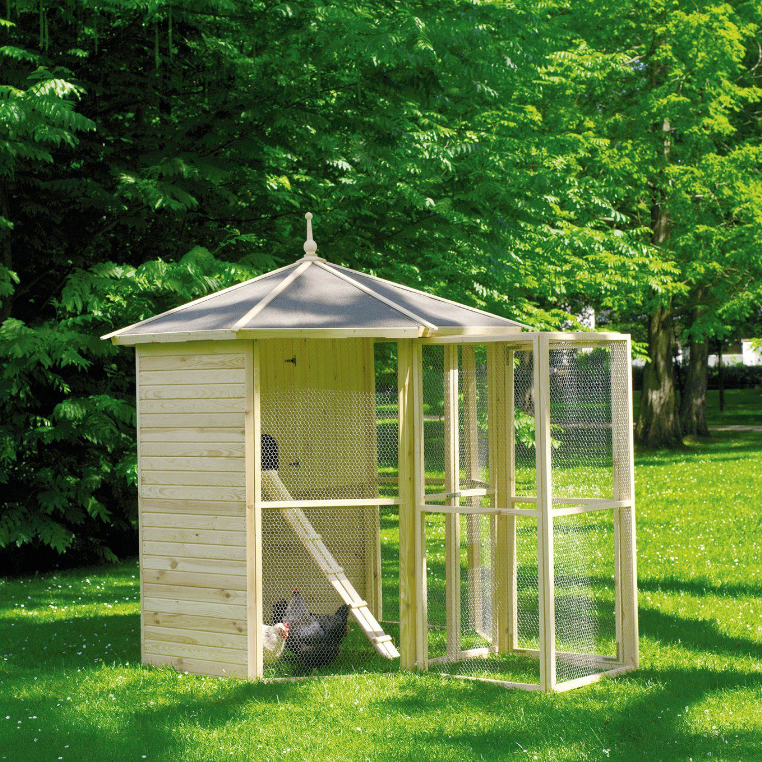 promadino Voliere »8eck«, BxLxH 308,5x232x250 cm, mit Hühnerhaus und