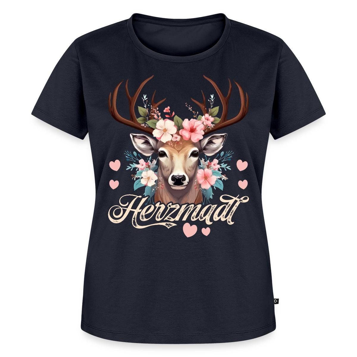 Spreadshirt T-Shirt Herzmadl Trachtenshirt Volksfest Tracht Ersatz Frauen Premium T-Shirt (1-tlg) Fällt klein aus. Wir empfehlen, eine Größe größer zu bestellen.