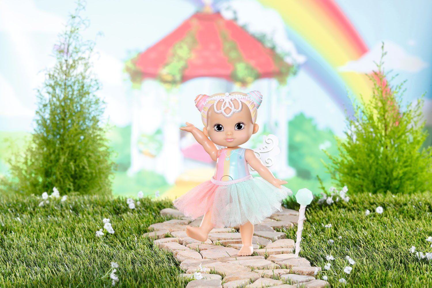 Lichteffekten Storybook Baby cm, Born mit Stehpuppe Fairy 18 Rainbow,