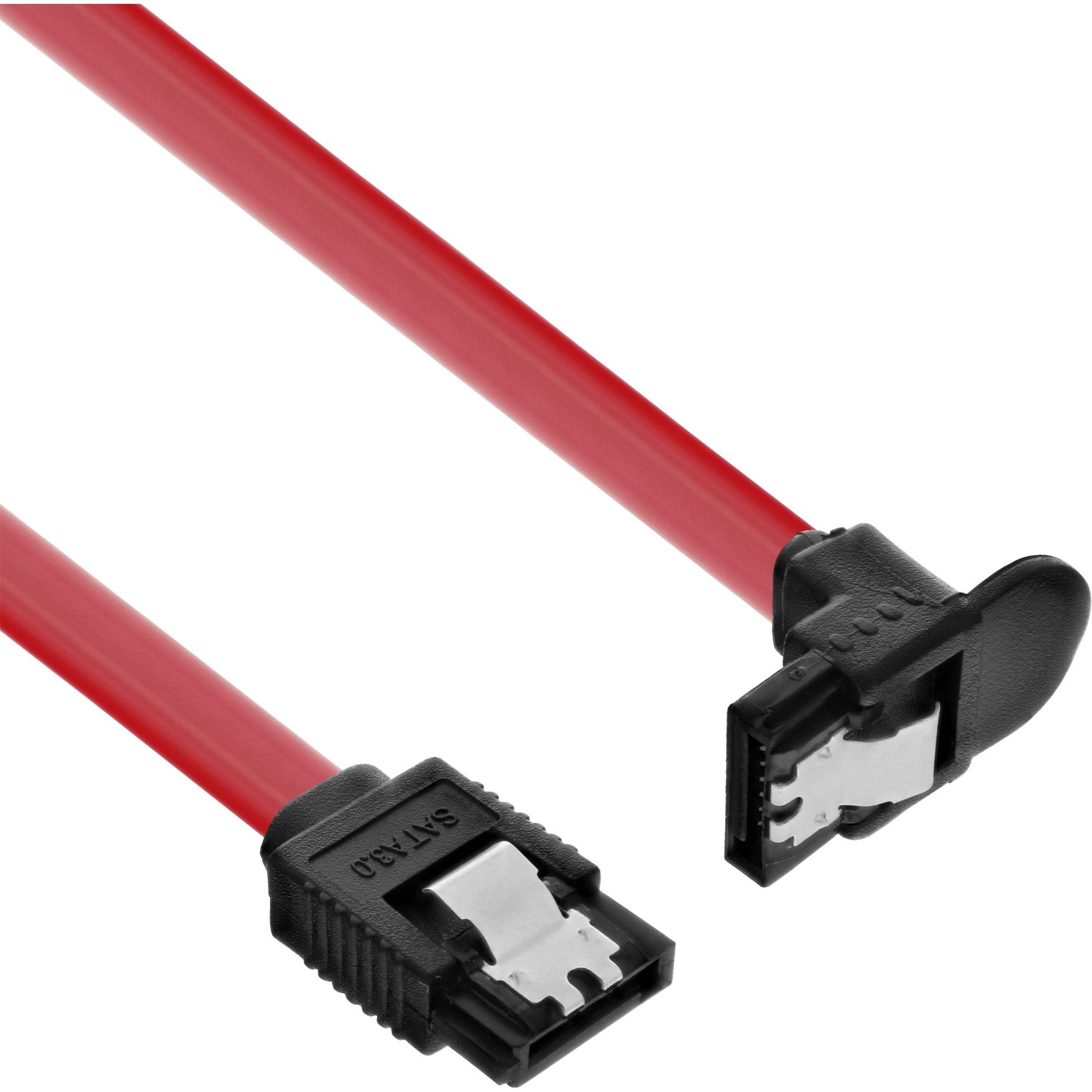 INTOS ELECTRONIC AG InLine® SATA 6Gb/s Kabel, mit Lasche, gewinkelt, 0,75m ComputerKabel