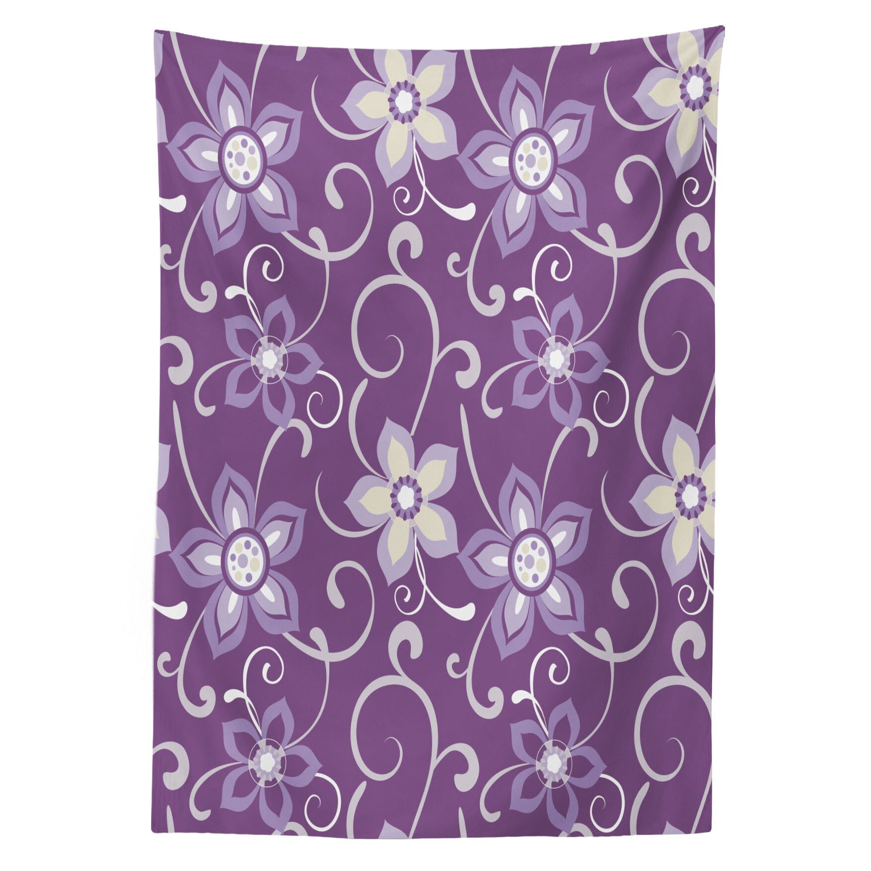 Abakuhaus Tischdecke Farbfest Waschbar Für den Außen Bereich geeignet Klare Farben, Aubergine Flieder mit Blättern