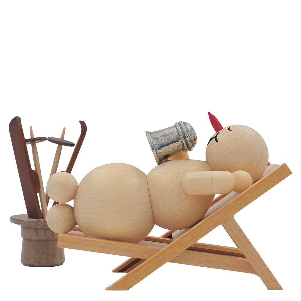 Drechslerei Volkmar Wagner Räuchermännchen Schneemann „im Liegestuhl“ - 5 c günstig online kaufen