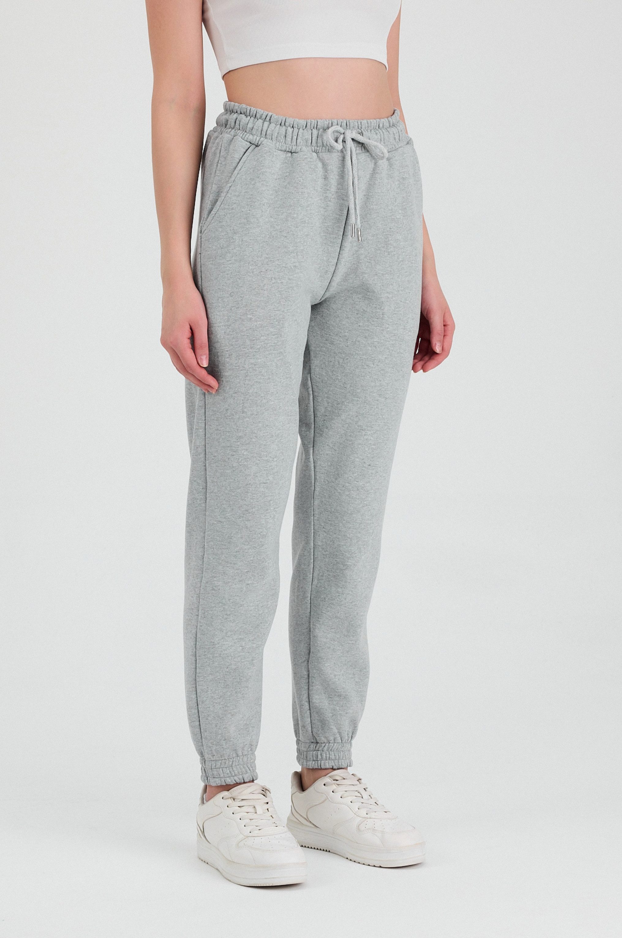 Damen Jogginghose Aus Baumwolle - High Waist Mit Taschen, Gerade Beine Für Yoga & Freizeit