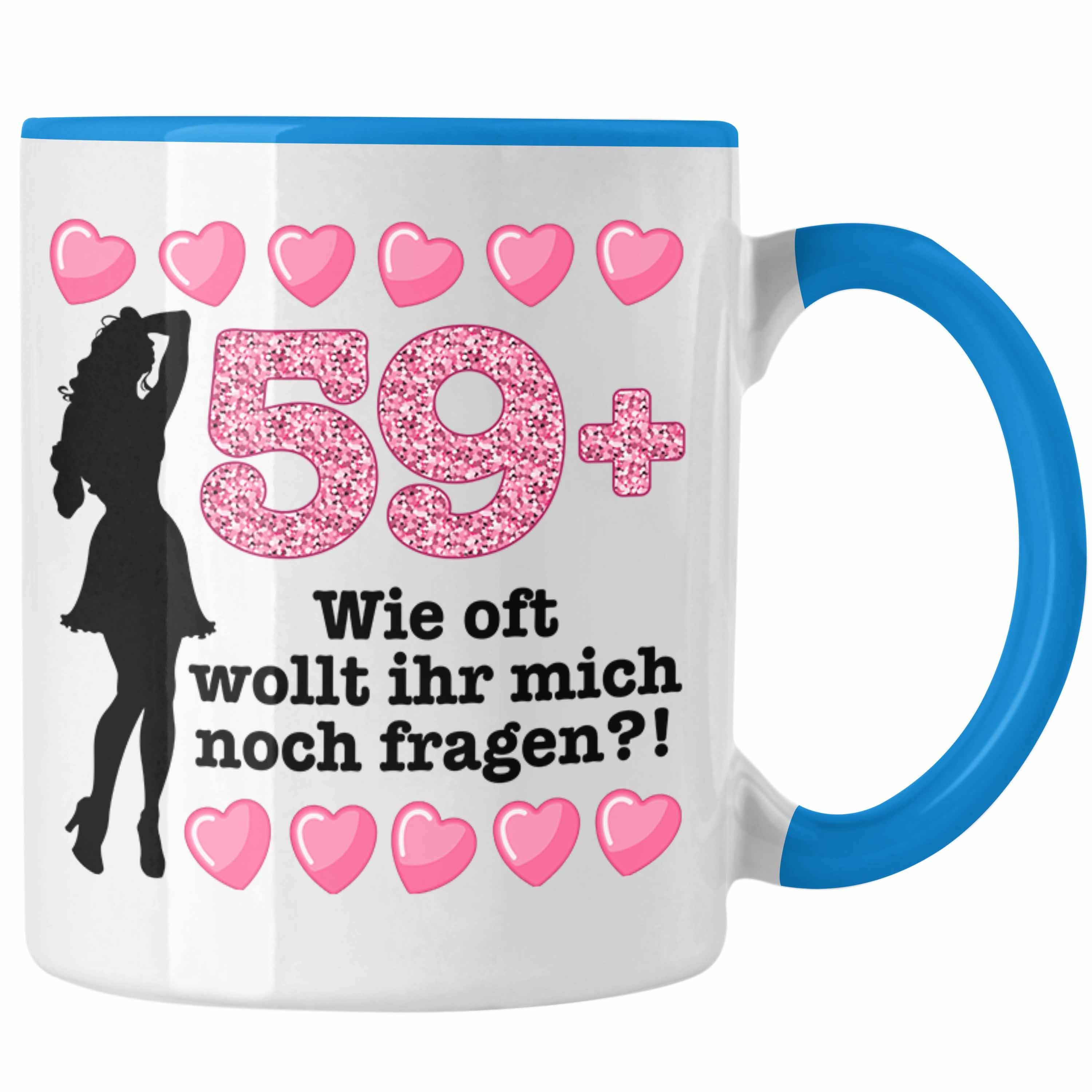 Trendation Tasse Trendation - 60. Geburtstag Frauen Tasse Geschenk Geschenkidee 60er Geburtstag Spruch Perfektion Mama Mutter Lustiger Spruch Witzig 59+ Blau