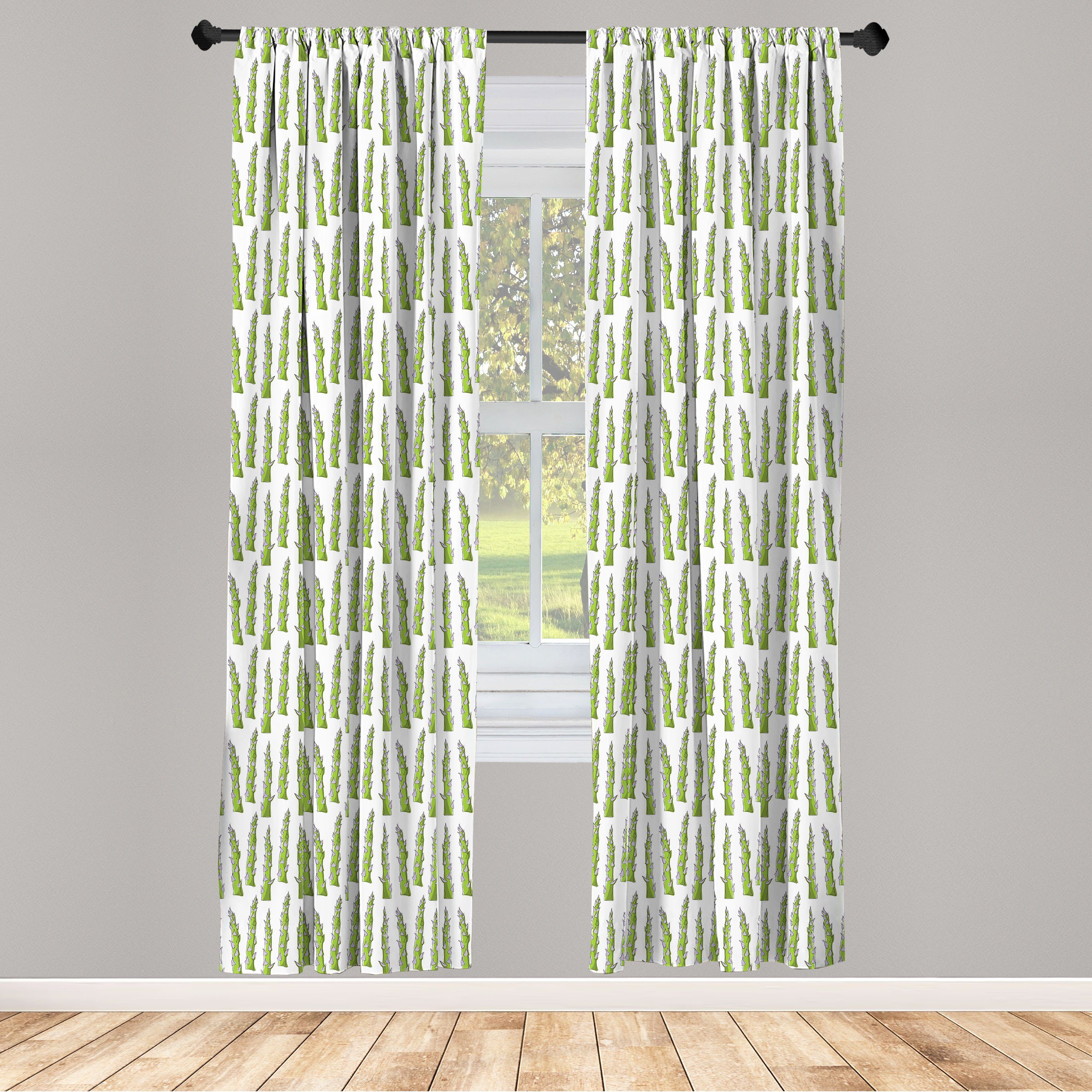Gardine Vorhang für Wohnzimmer Schlafzimmer Dekor, Abakuhaus, Microfaser, Spargel Artikel Greenery Veggie | 