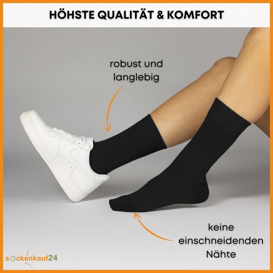 sockenkauf24 Socken 10 Paar Damen & Herren Socken Business Socken Baumwolle (Schwarz, 39-42) mit Komfortbund (Basicline)