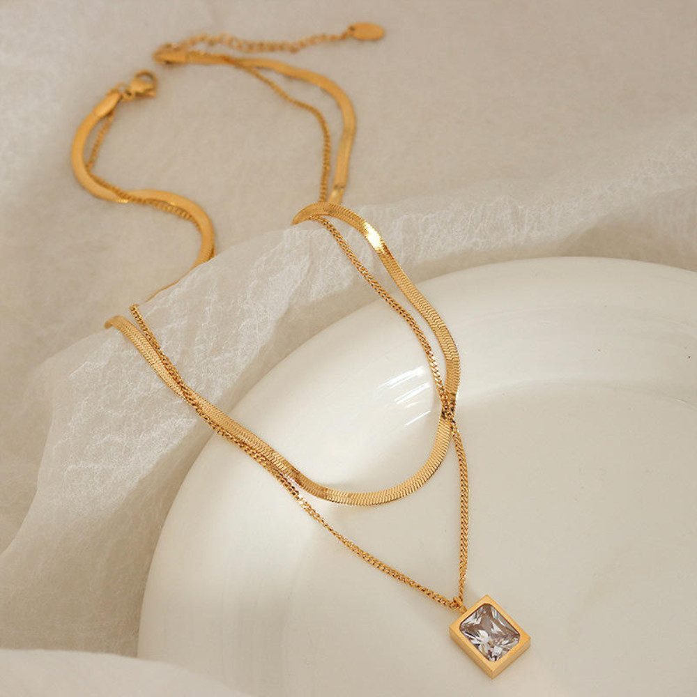 GOLDKLEIN Kette mit Anhänger doppelte Edelstahl günstig online kaufen