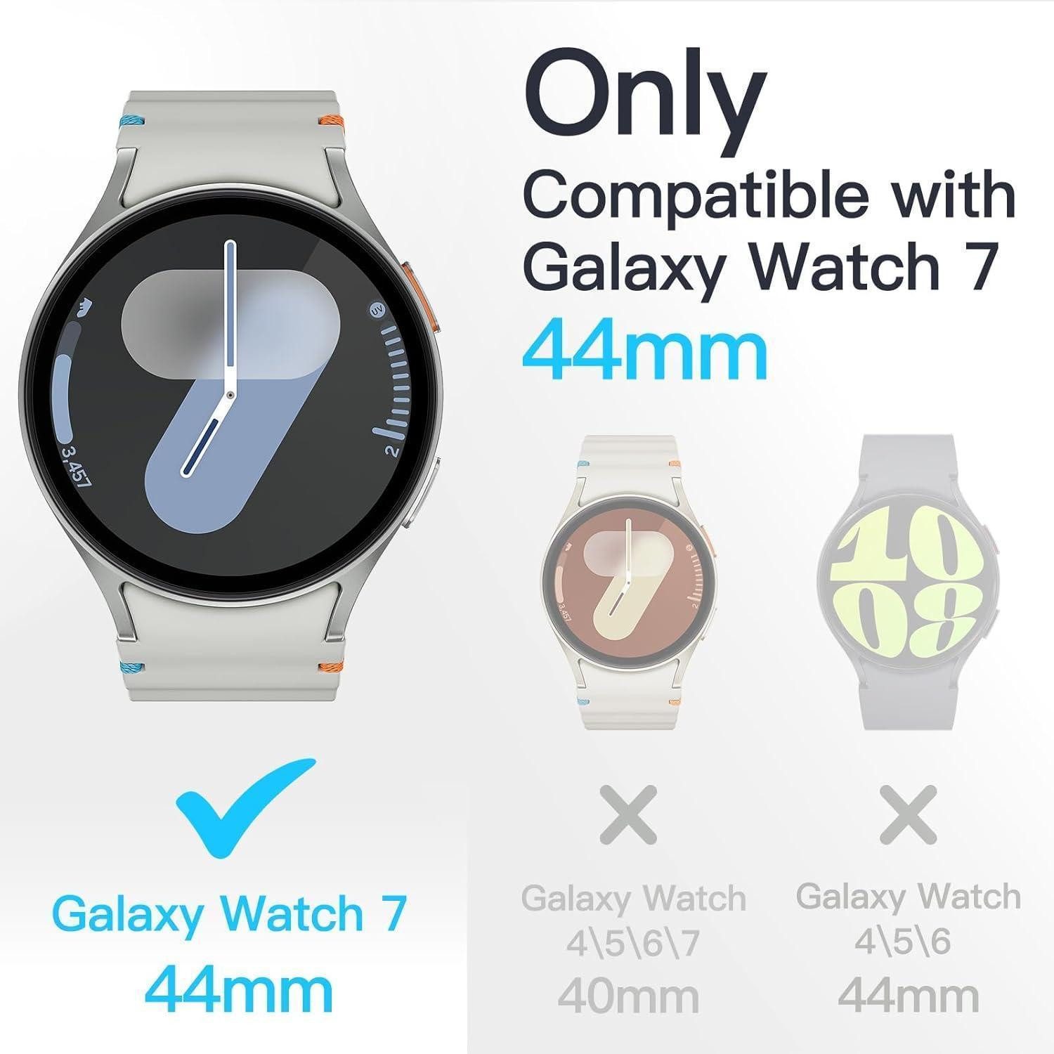 LuxusKollektion Smartwatch-Hülle Schutzhülle mit Schutzfolie für Samsung Galaxy Watch 7 44mm 2er Pack