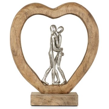 Moritz Skulptur Skulptur Liebespaar im Herzen 32x9x35cm, Dekoobjekt Holz, Tischdeko, Fensterdeko, Wanddeko, Holzdeko