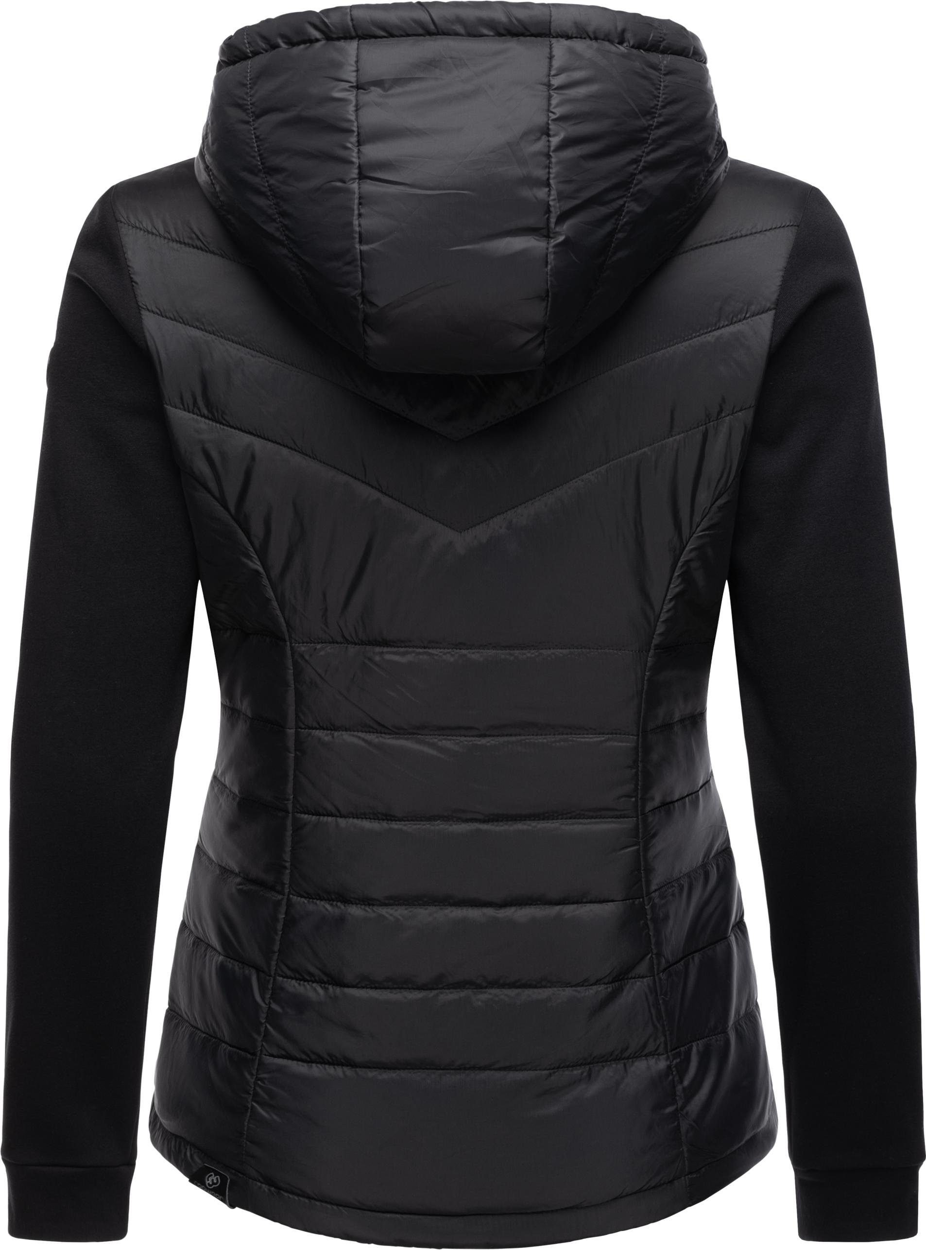 Ragwear Outdoorjacke Lucinda Steppjacke aus mit dark Kapuze Materialmix modernem