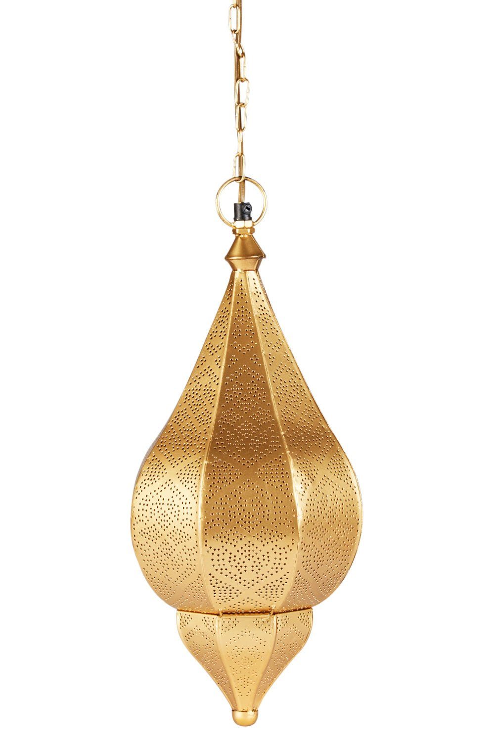 Marrakesch Orient & Mediterran Interior Pendelleuchte Orientalische Hängeleuchte Kihana handgemacht aus Metall in Gold 40 cm, Handarbeit