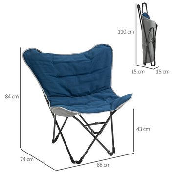 Outsunny Campingstuhl tragbar klappbar Regiestuhl Klappsessel Modern Design (Gartensessel, 1 St), max. Belastung 120 kg Blau 88 x 74 x 84 cm