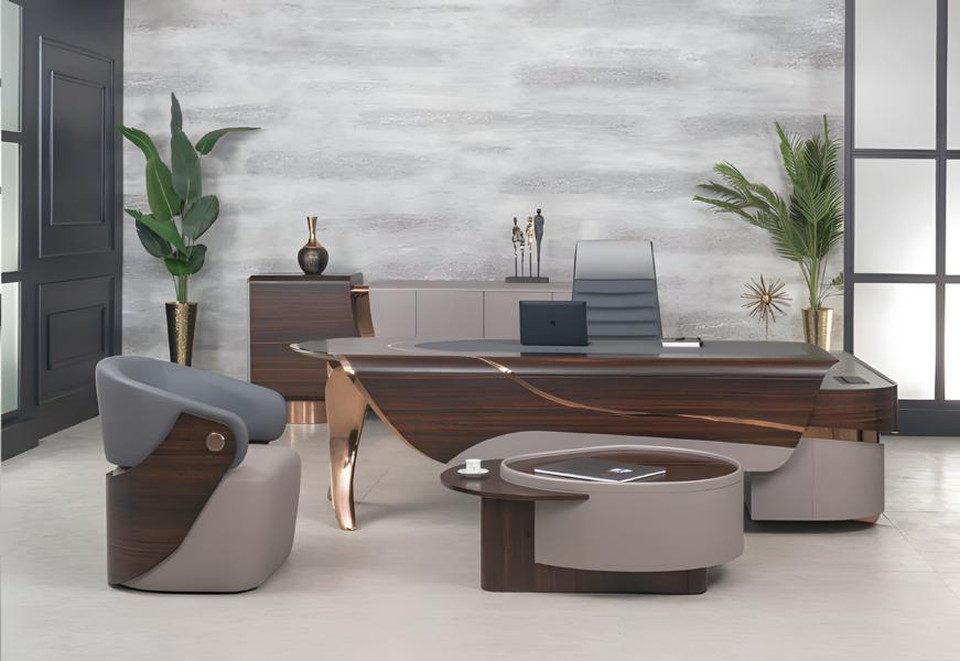 Büromöbel-Set Bürotisch Büromöbel Modern Schreibtisch Set Holz Braun Büro