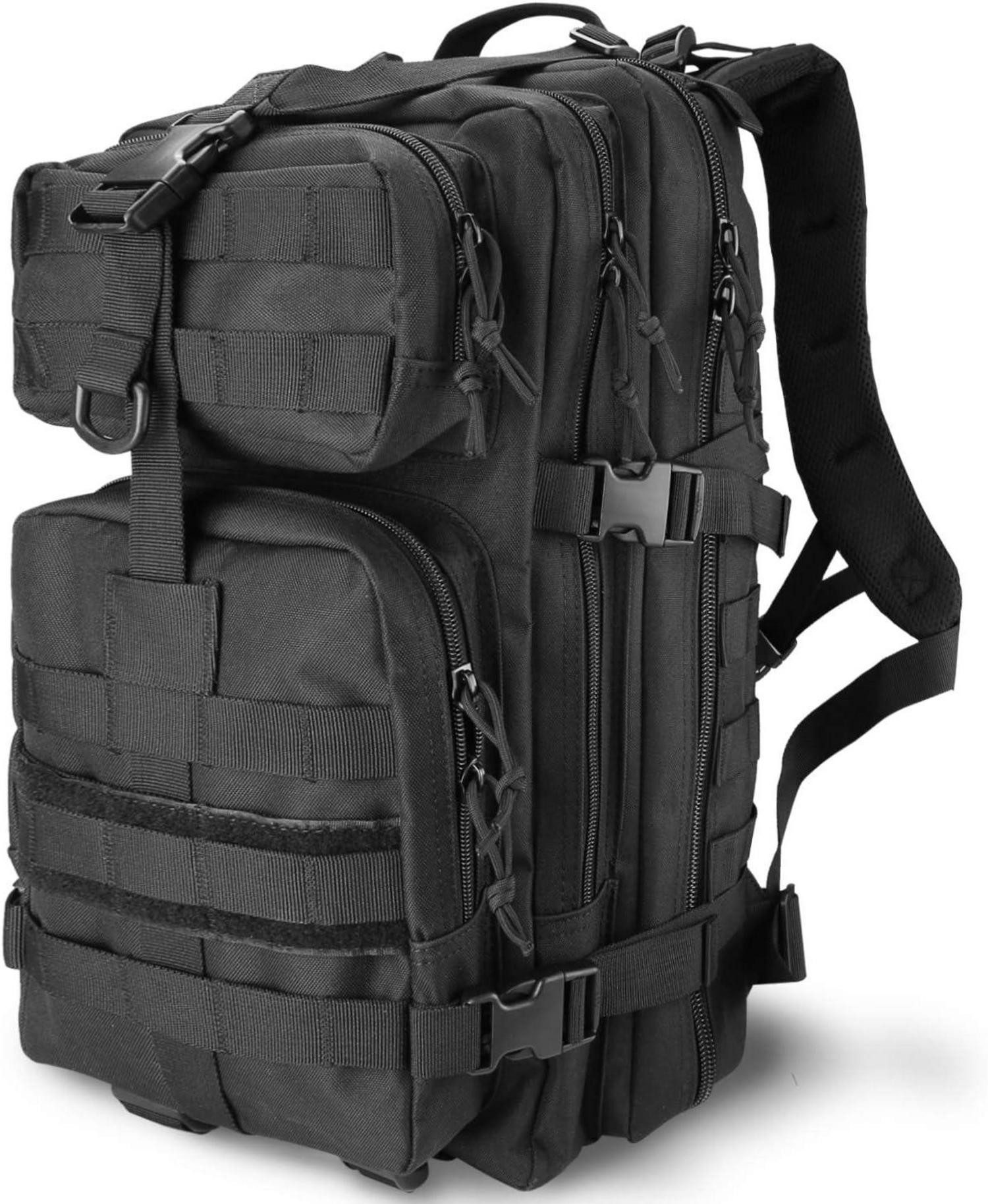 Trekkingrucksack Militär Taktischer Rucksack 35L Große Kapazität Schwarz