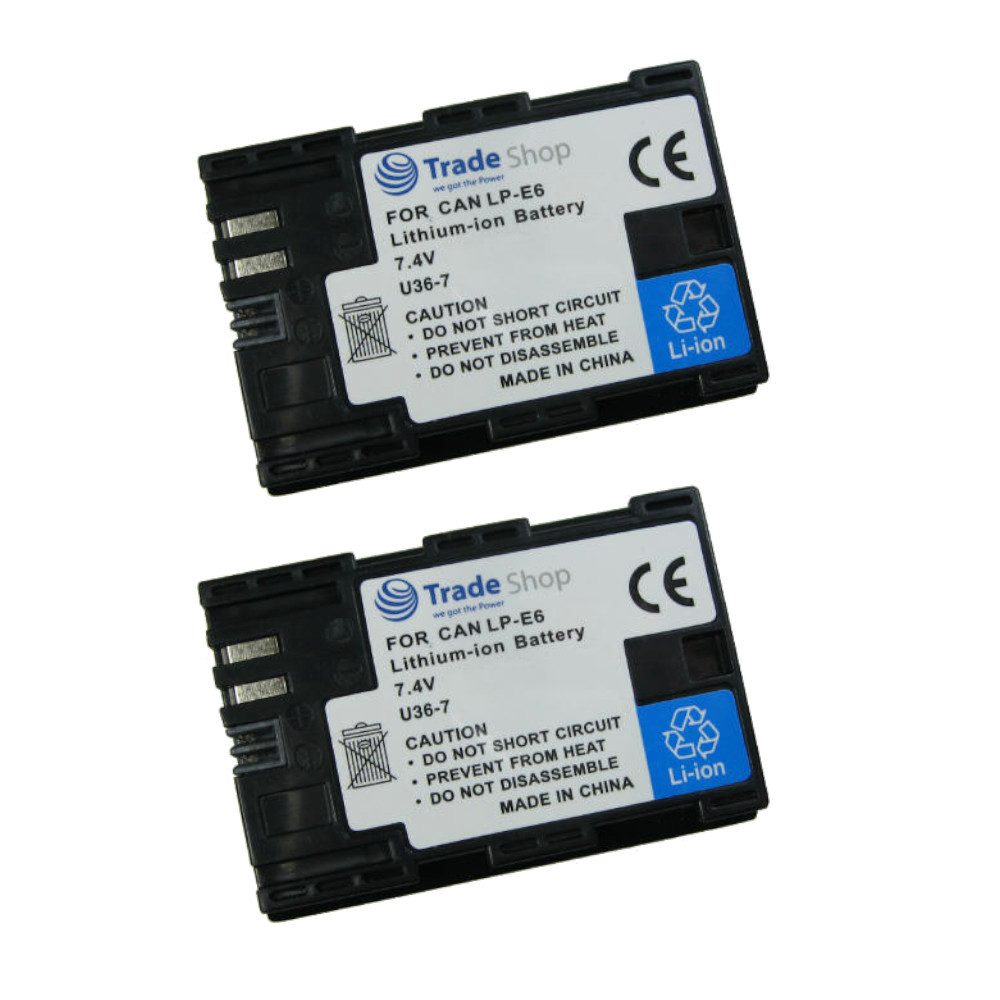 Trade-Shop 2x Akku passend für Canon EOS 60D 60Da 7D 7D Mark II 70D Kamera-Akku Li-Ion 2000 mAh (7,4 V)