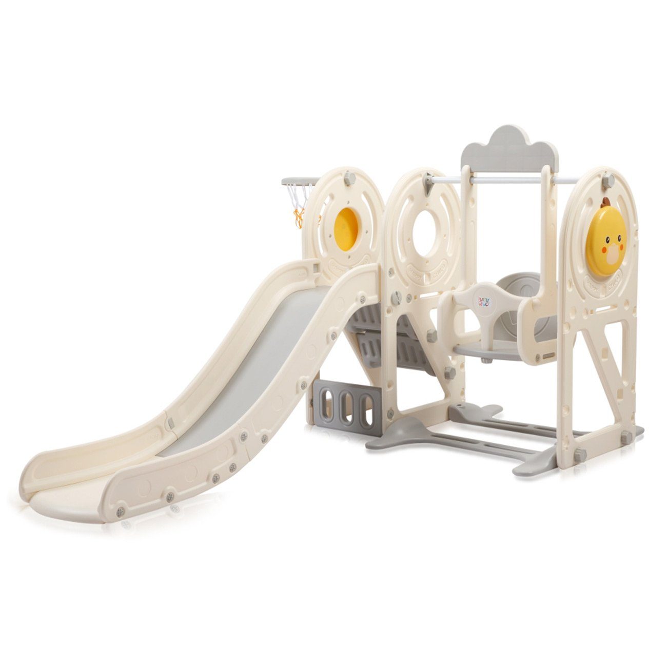 Baby Vivo Schaukelkombination Kinderrutsche Rutsche Schaukel - Quacki in Weiß/Beige