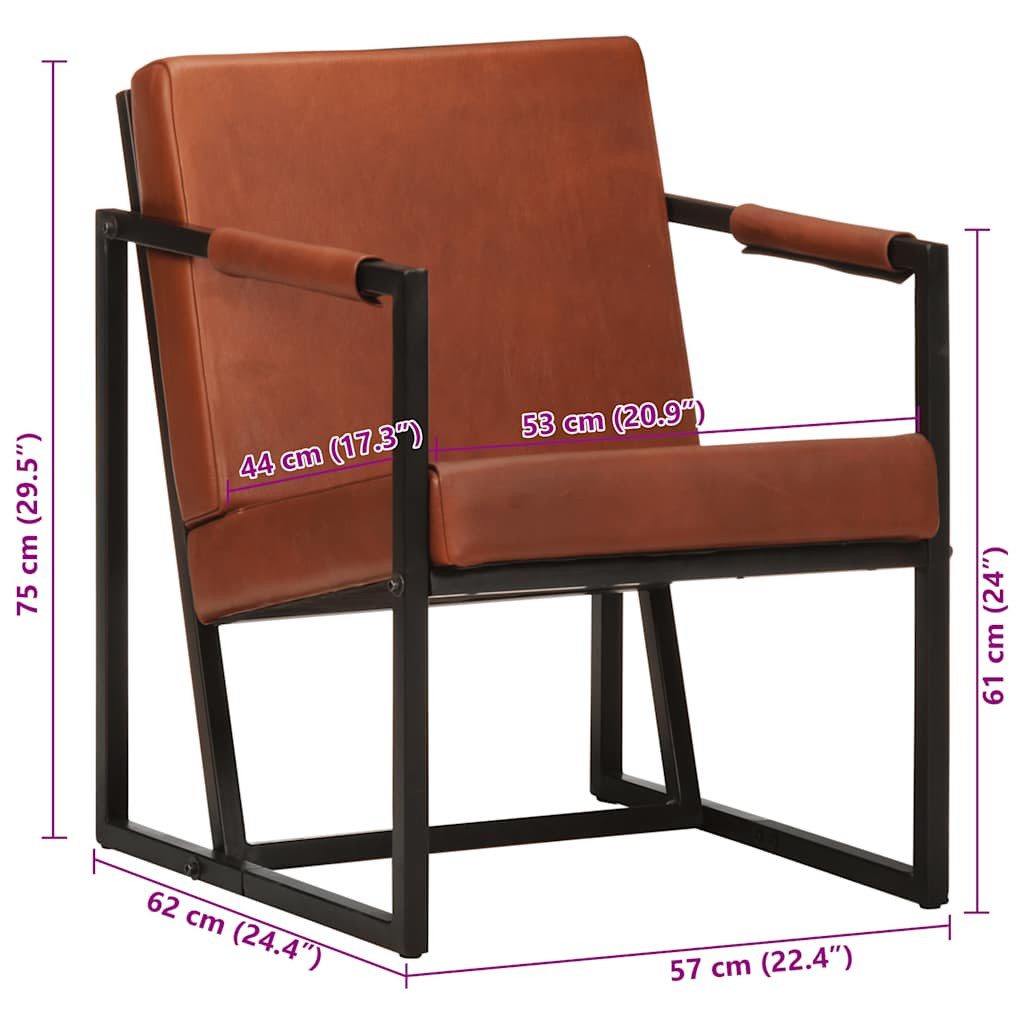 vidaXL Sessel Sessel Braun Echtleder (1-St)