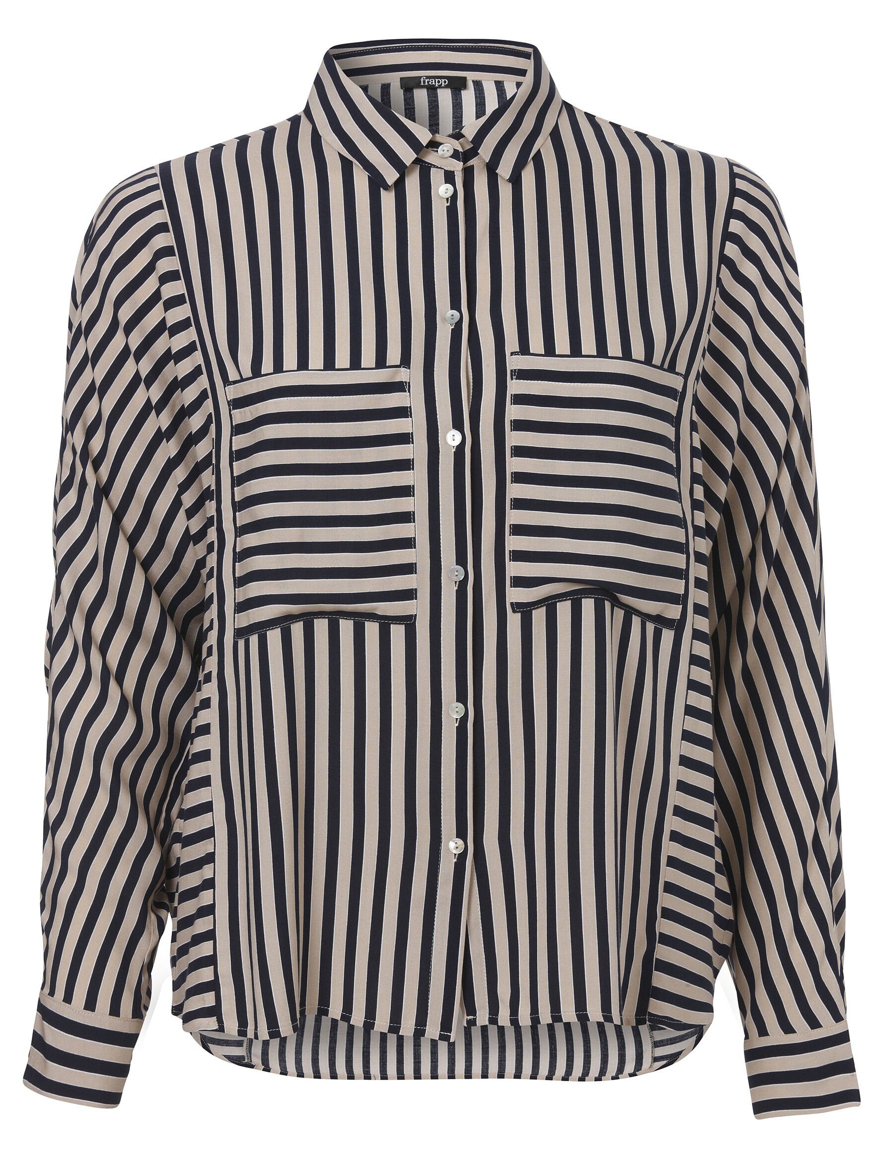 FRAPP Klassische Moderne Bluse Allover-Muster gestreiftem mit Bluse