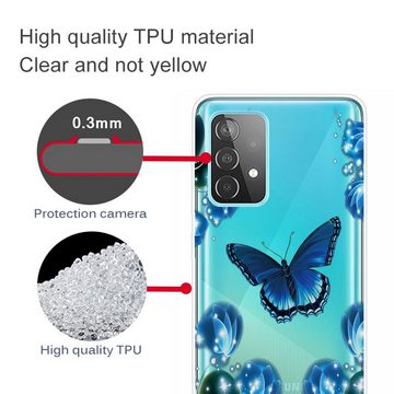 Wigento Handyhülle Für Samsung Galaxy A32 5G Silikon Case TPU Motiv Dream Butterfly Schutz Muster Tasche Hülle Cover Etuis Zubehör