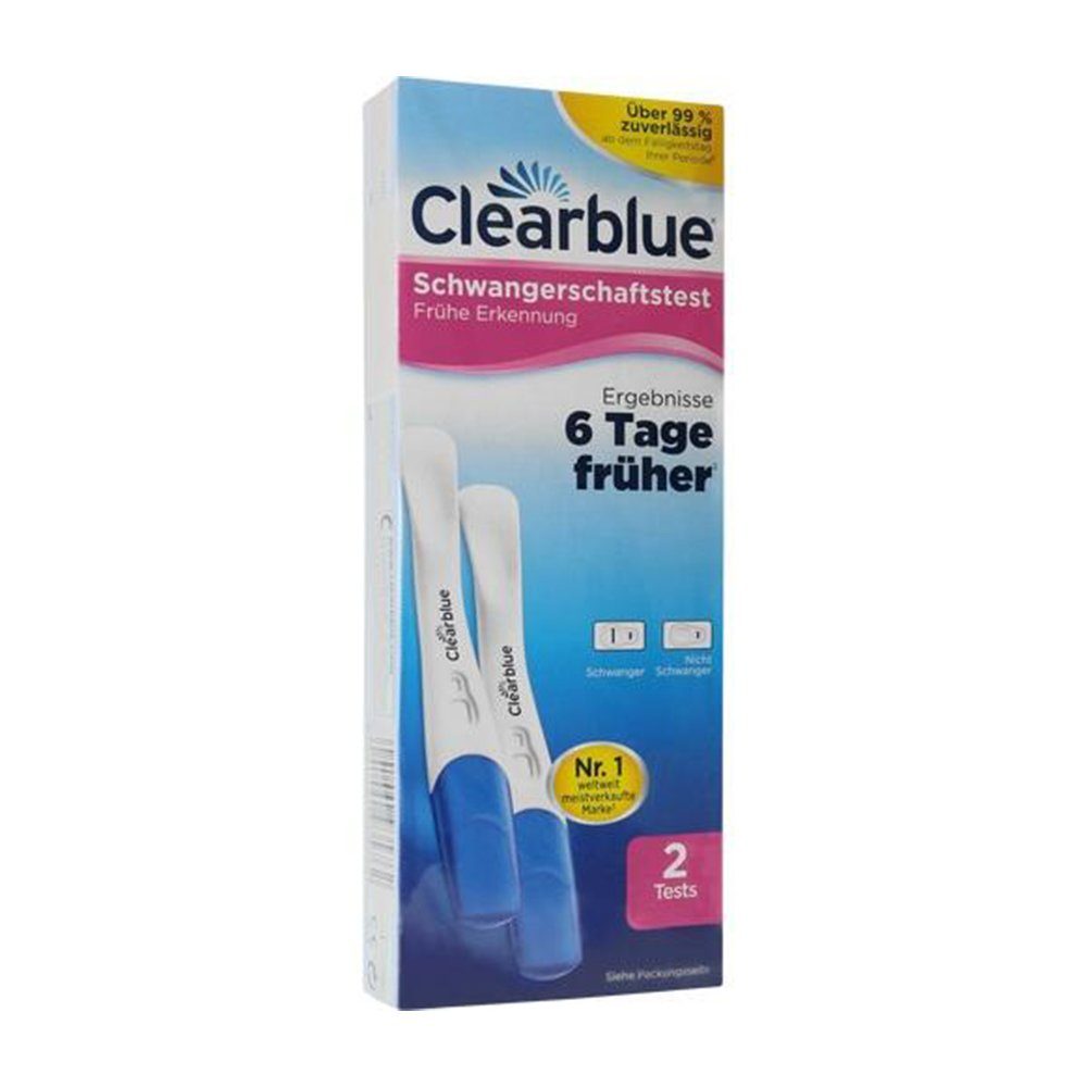 WICK Pharma - Zweigniederlassung der Procter & Gamble GmbH Schwangerschaftstest CLEARBLUE Schwangerschaftstest frühe Erkennung, 2 Stück, 2-tlg.