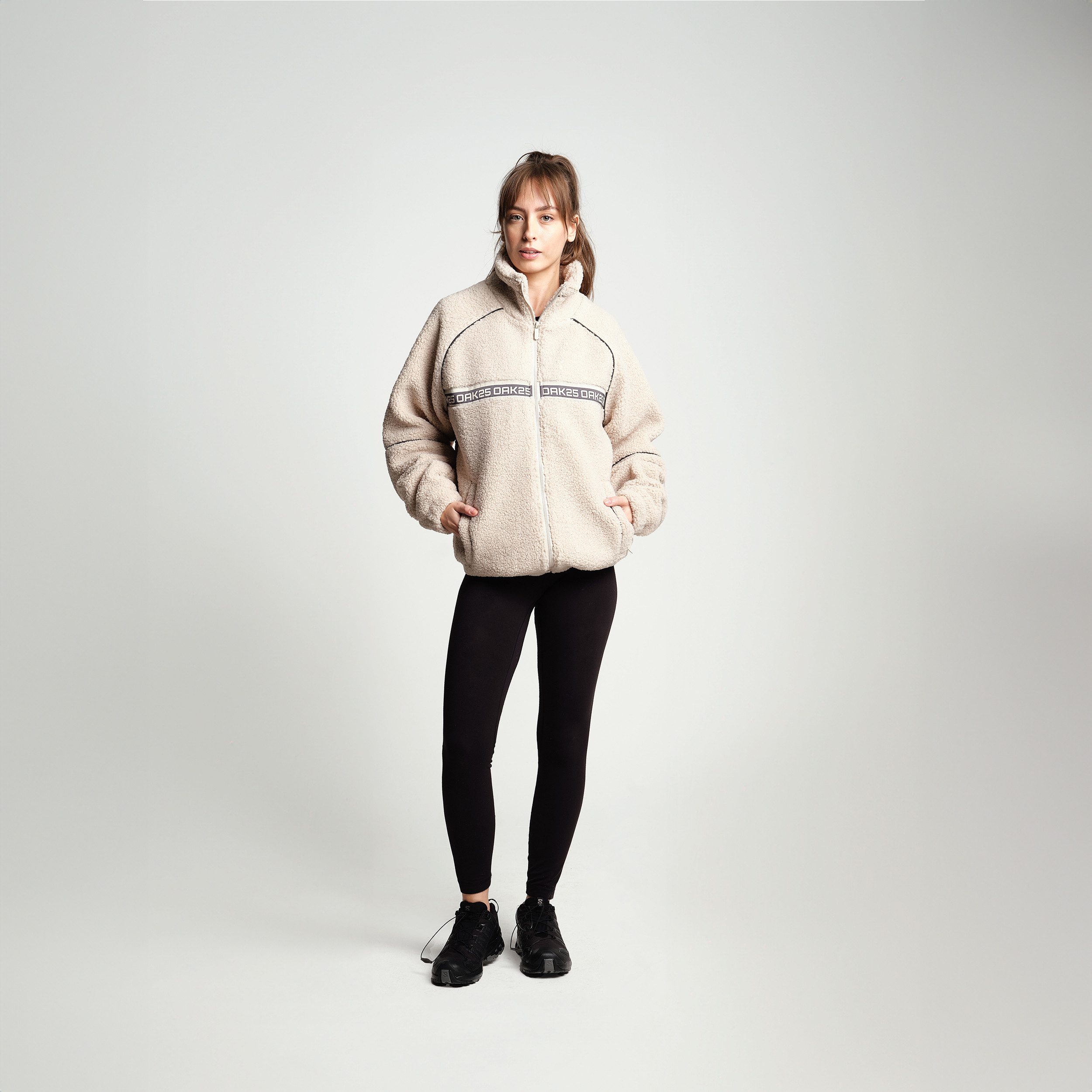 OAK25 Fleecejacke Everyday Fleece Teddy Fleecejacke reflektierend (1-St) Sherpa Fleece Jacke mit reflektierenden Elementen