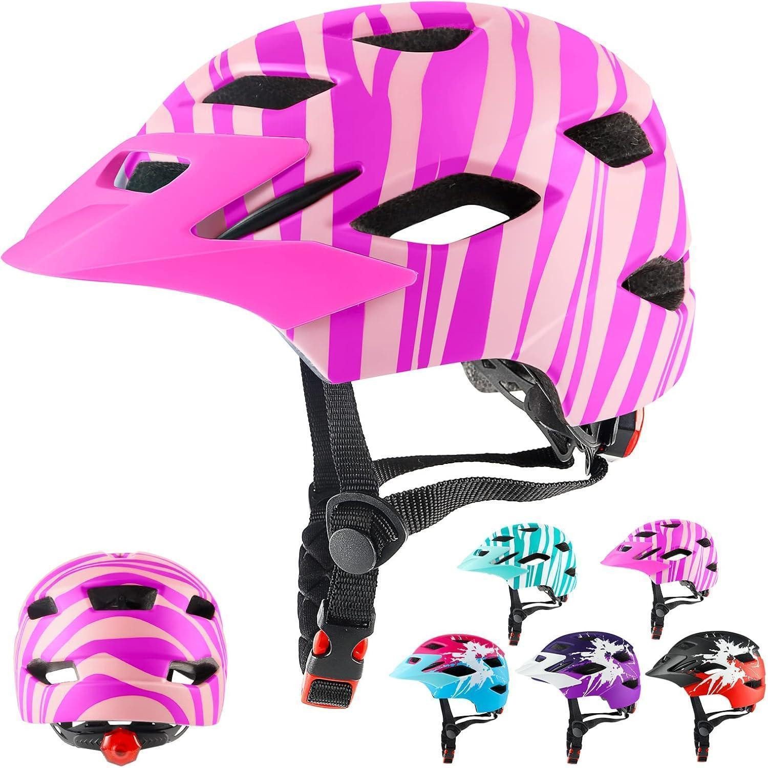 LuxusKollektion Kinderfahrradhelm Fahrradhelm Kinder Licht verstellbares Zifferblatt 50-56cm Rosa Orange