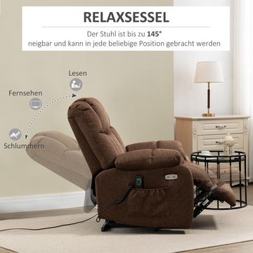 HOMCOM Relaxsessel mit Liegefunktion und Fernbedienung 92 x 95 x 107 cm, Braun (Set, 2-St., TV-Sessel), in Größe L, Liegefläche 174cm