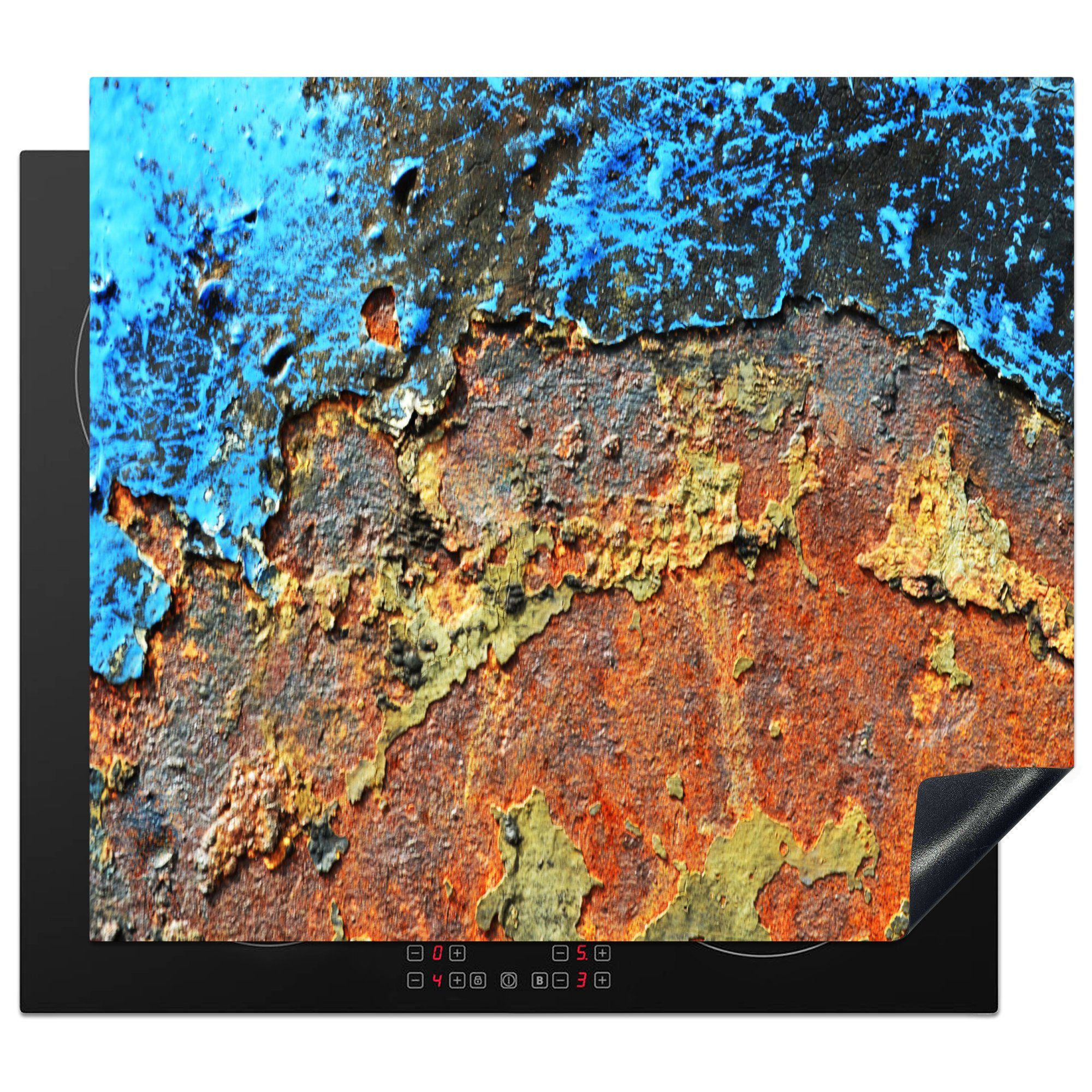 MuchoWow Herdblende-/Abdeckplatte Rost - Metall - Eisen - Industrie, Vinyl, (1 tlg), 57x51 cm, Induktionsschutz, Induktionskochfeld, Ceranfeldabdeckung