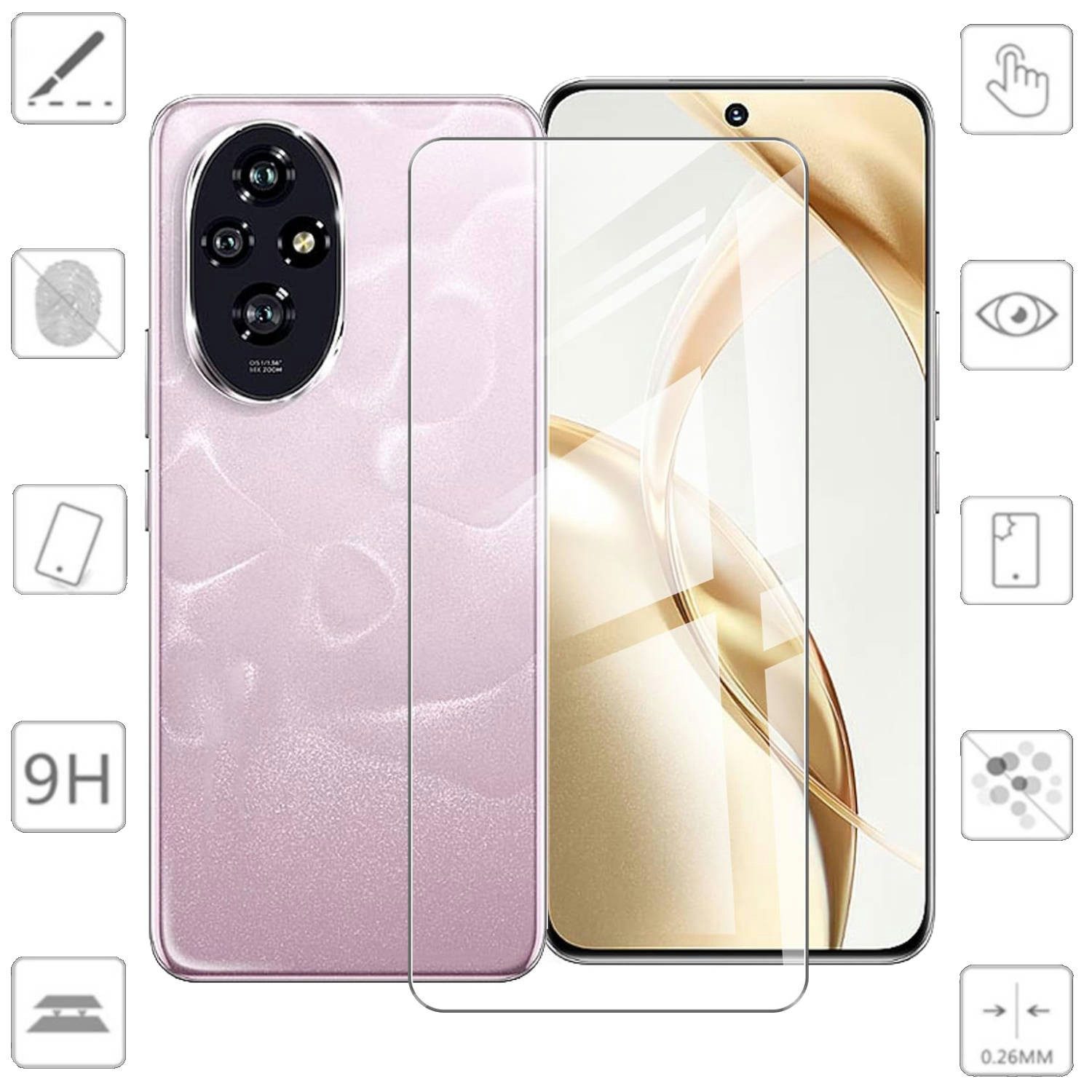 Handyhülle Für Honor 200 2x 4D Premium Display 0,3 mm H9 Schutz Curved Hart Glas