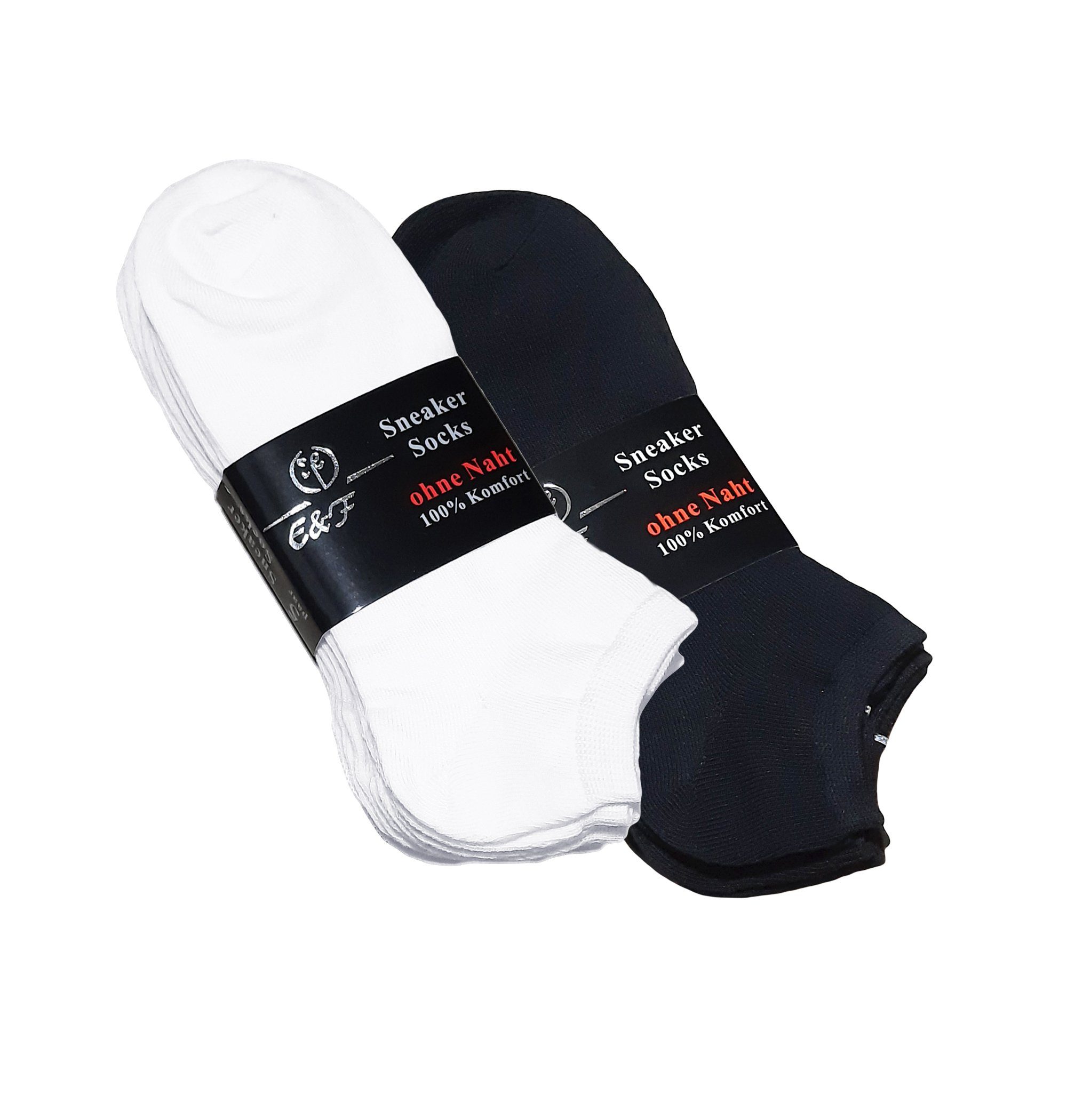 flach) (sehr Farben Sockenhimmel kurze Sportsocken Sommersocken (10 Sneakersocken leichte Basic Naht Damen Socken Mix Paar) in maschinengekettelte (Schwarz/Weiß) für