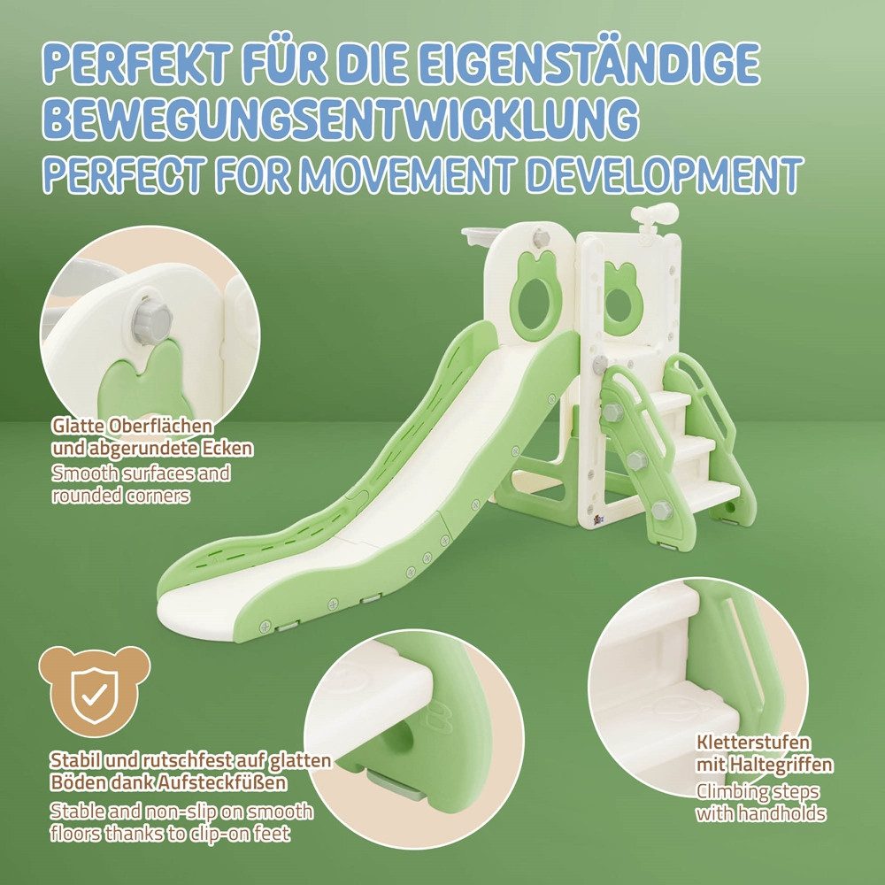 Joyz Rutsche Kinderrutsche 3in1 Spielturm Set mit Rutsche Basketballkorb und Treppe, Spielgerüst für Kinder Kleinkinder ab 3 Jahren Grün Indoor / Outdoor – Bild 3 von 5