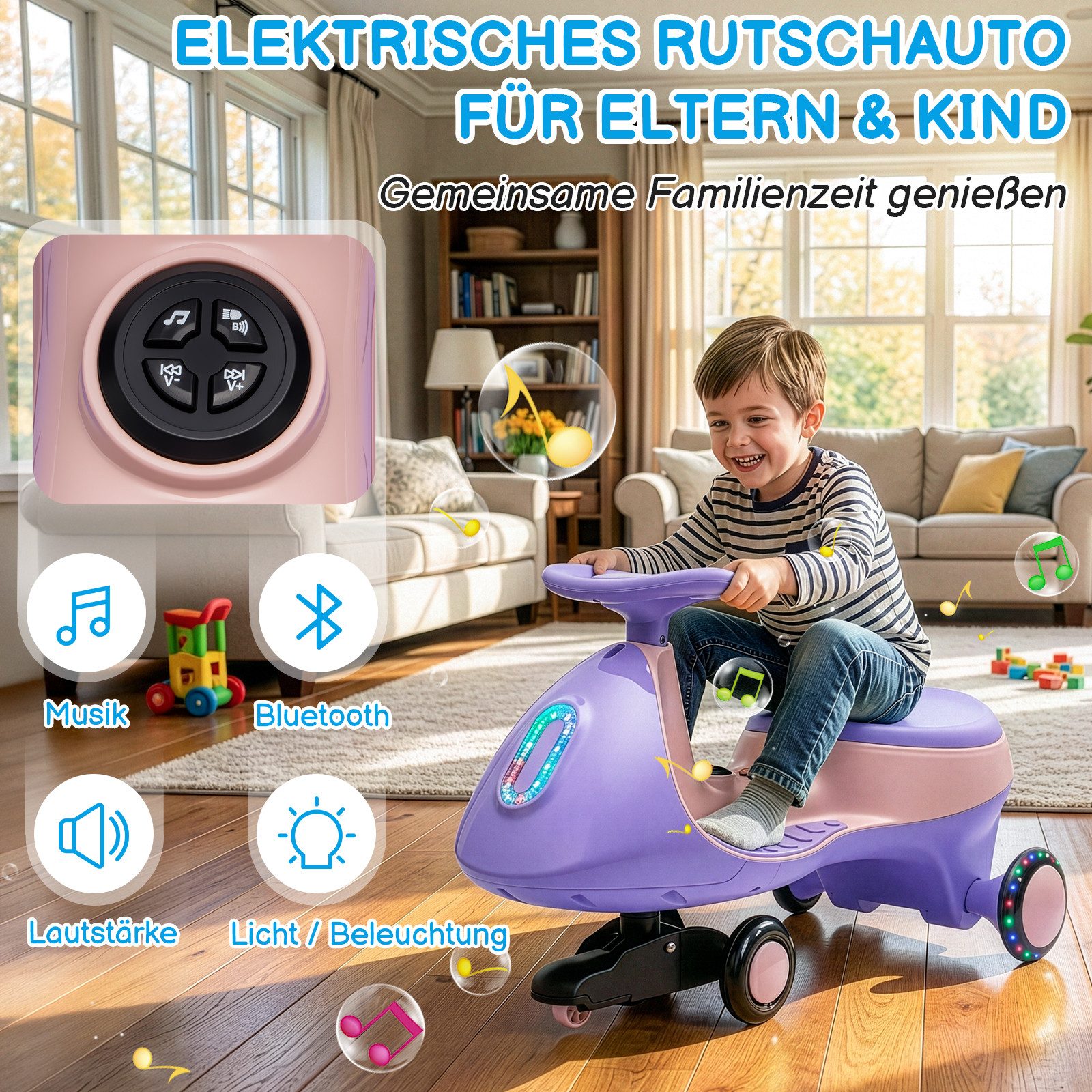 LALAHO Elektro-Kinderauto Elektro-Kinderauto, 12V Musik Bluetooth Lautstarke Licht/ Beleuchtung