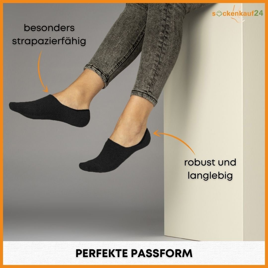 sockenkauf24 Füßlinge 10 Paar Füßlinge aus gekämmter Baumwolle Damen & Herren (Schwarz, 39-42) Sneaker Socken ohne drückende Naht (Exclusive Line) - 70103T WP