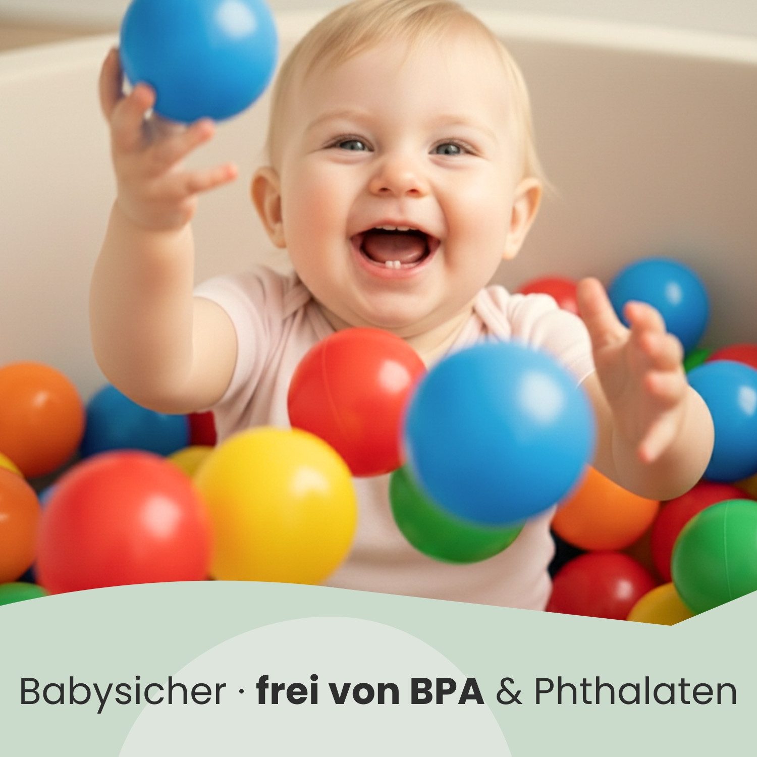 LittleTom Bällebad-Bälle Baby - 120 Bunte Bälle fürs Bällebad - Geprüfte Kinder Spielbälle (120-St), Ab dem 1. Tag: Babybälle zum Greifen - Plastikbälle für den Bällepool