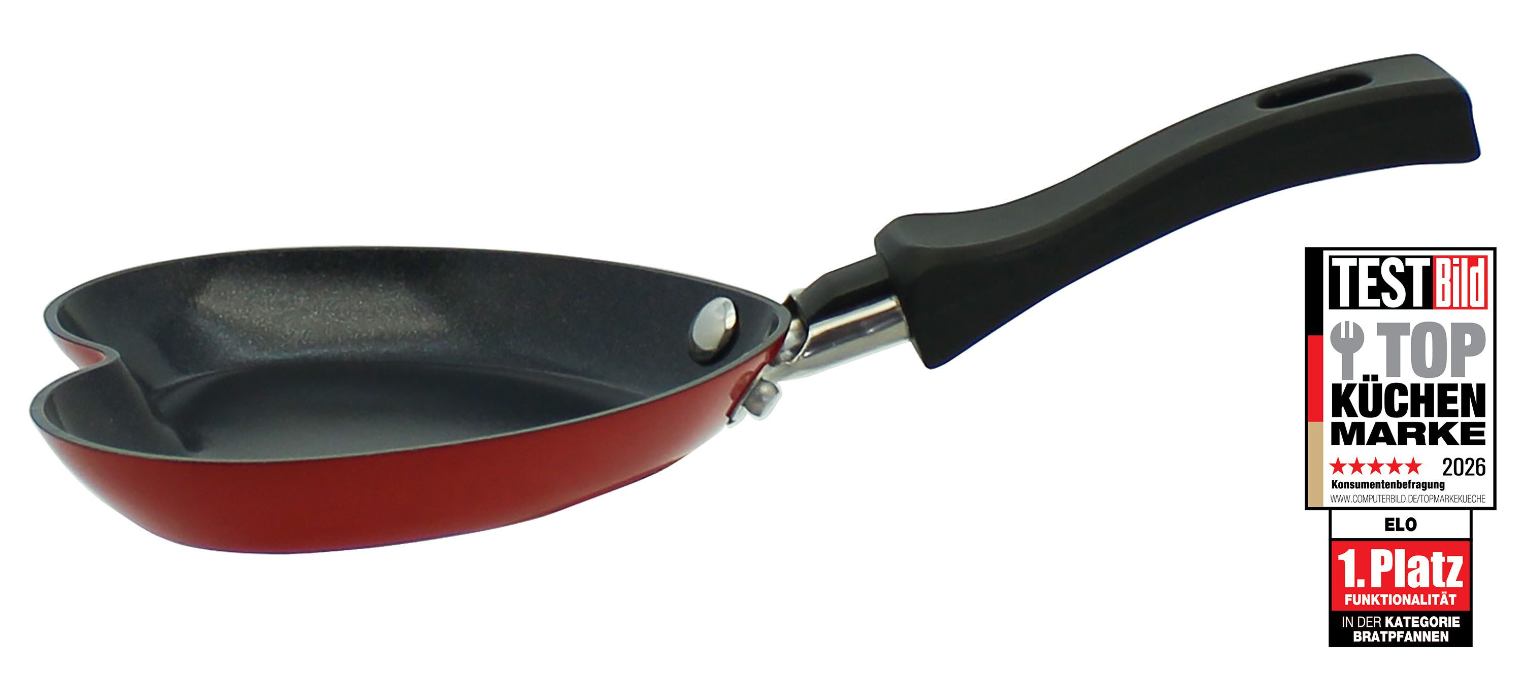 Elo Basic Crêpepfanne Mini Herzpfanne, Aluminium (1-tlg), Schwarzer Kunststoffgriff mit Flammschutz