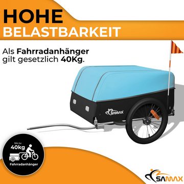 SAMAX Fahrradlastenanhänger Lastenanhänger Fahrradanhänger 120 Liter Blau - Color Edition