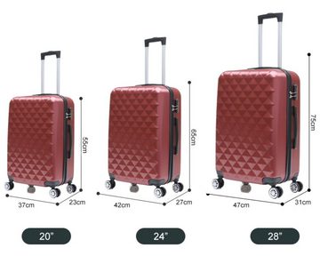 Cheffinger Koffer Koffer 3 tlg Hartschale Trolley Set Kofferset Handgepäck ABS-07, 4 Rollen