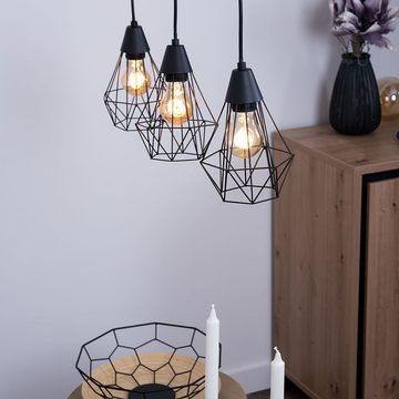 etc-shop LED Pendelleuchte, Leuchtmittel inklusive, Warmweiß, Retro Decken Pendel Leuchte Wohn Zimmer FILAMENT Käfig Hänge Lampe im