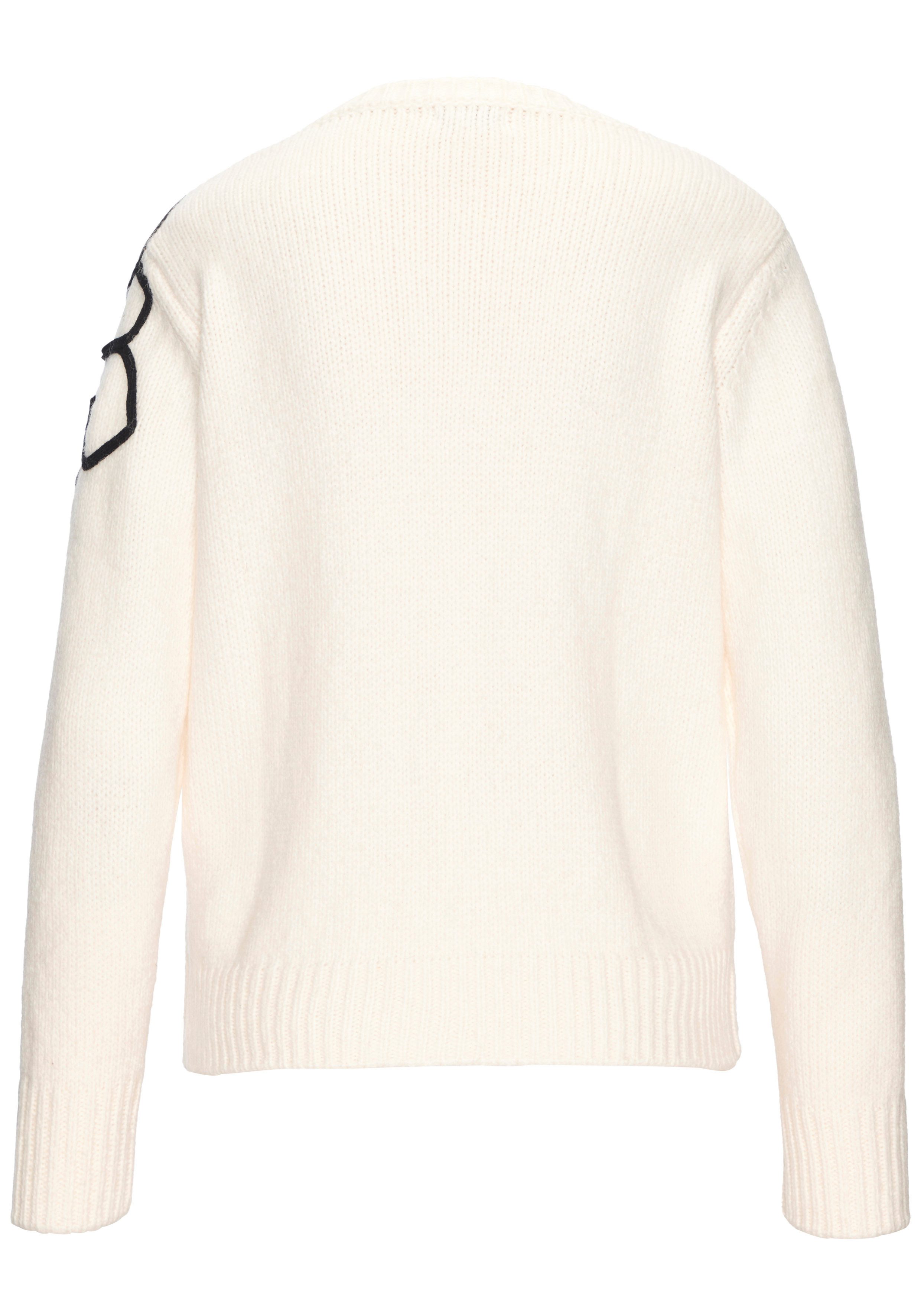 LASCANA Strickpullover mit Blumen-Applikation, Winterpullover, modisch