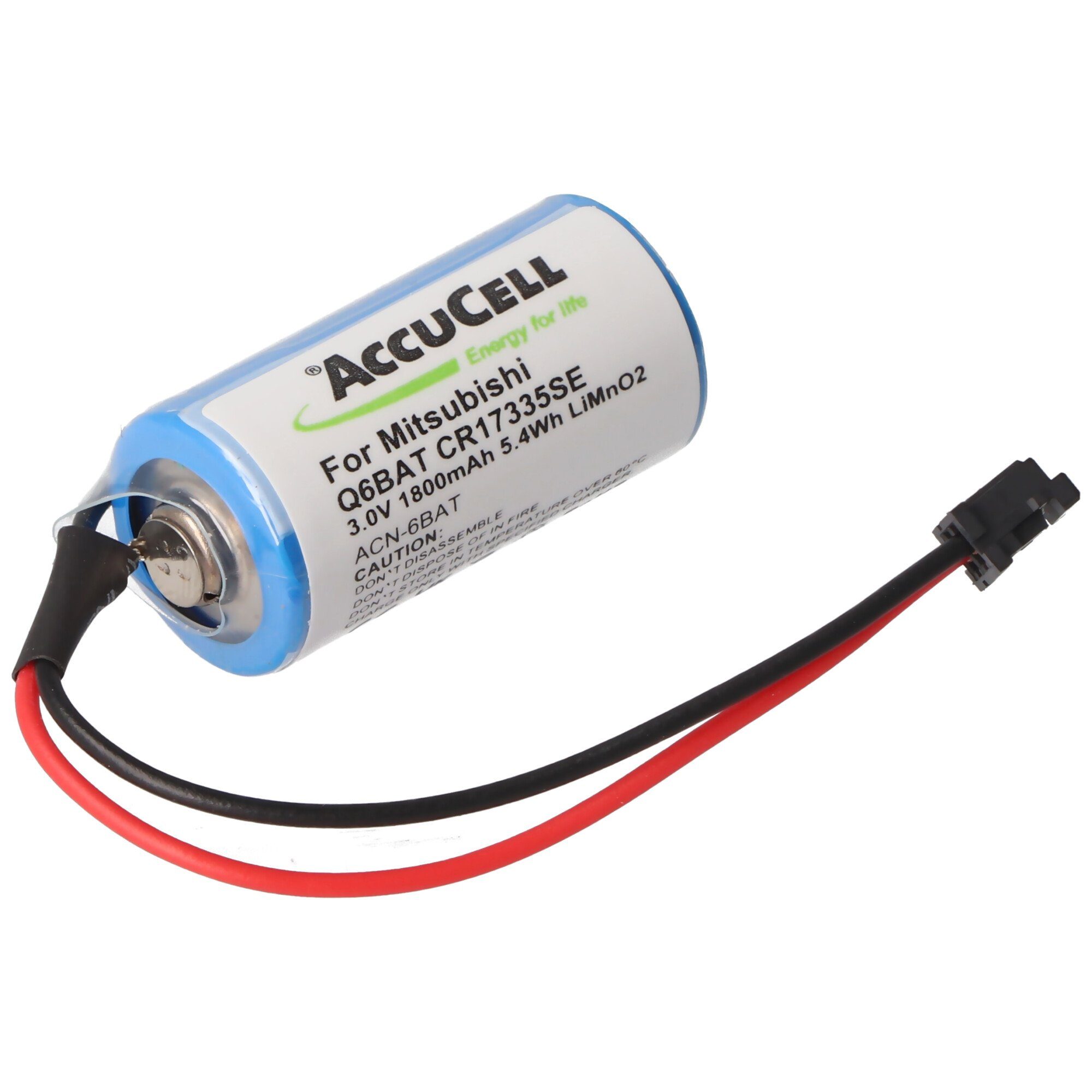 AccuCell Batterie passend für Mitsubishi Q6BAT CR17335SE, Q02CPU Batterie, (3,0 V)