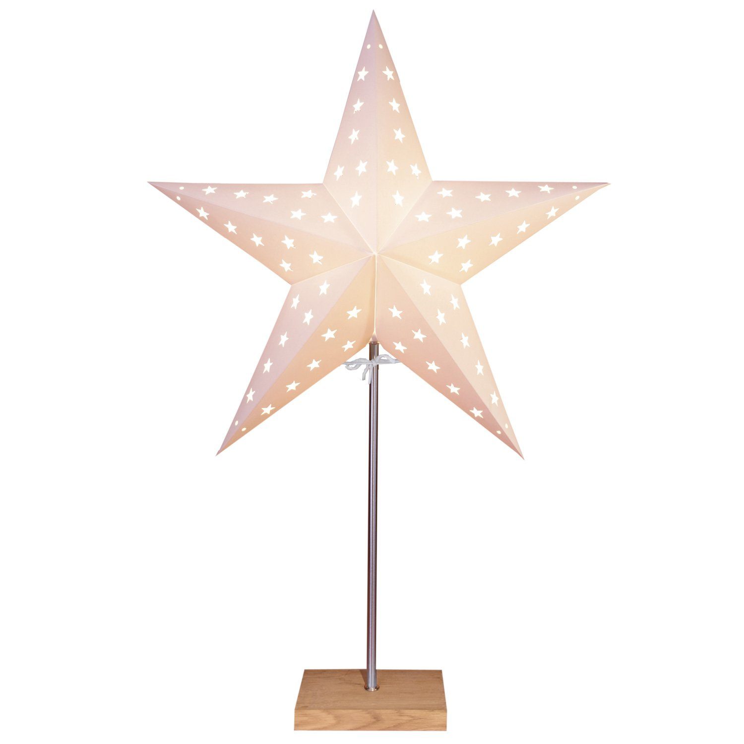 STAR TRADING LED Stern Papierstern Weihnachtsstern stehend 5-zackig 65cm E14 mit Kabel weiß