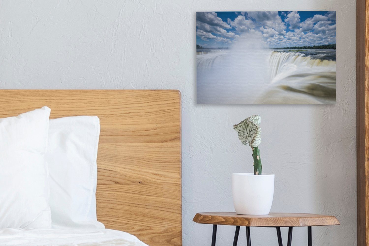 Leinwandbild (1 mit 30x20 Aufhängefertig, Leinwandbilder, cm OneMillionCanvasses® Brasilien, Wanddeko, Iguaçu-Wasserfall St), in Wolken Wandbild